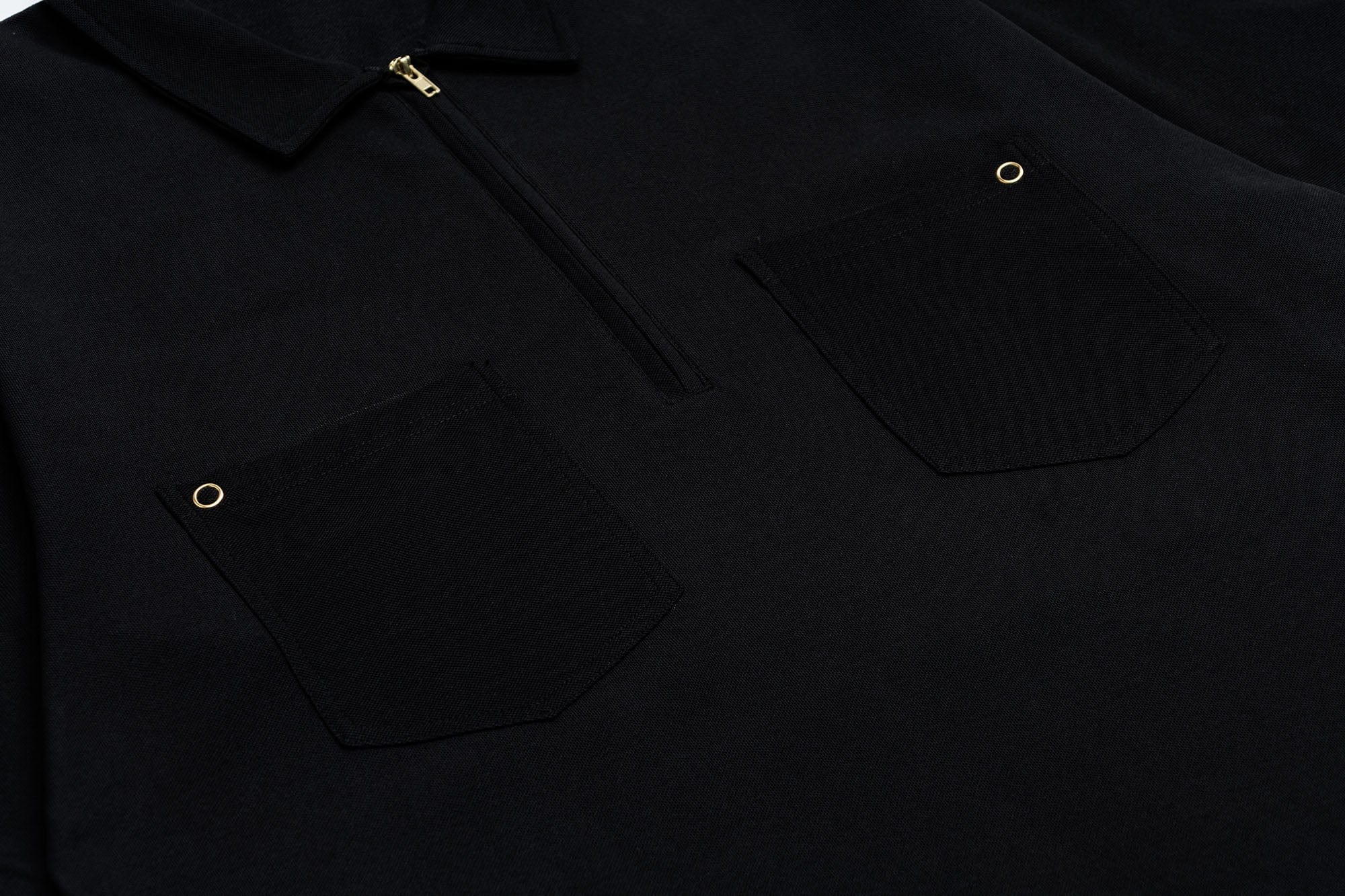 OVDY Essential Half-Zip Polo Pocket T-Shirt-T Shirt-Black-S-Free Shipping Leatheretro