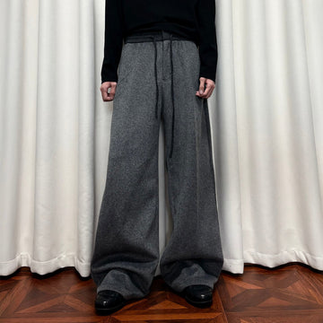KREATE Contrast Drawstring Waist Wide-Leg Lounge Pants-Pants-S-Gray-Free Shipping Leatheretro