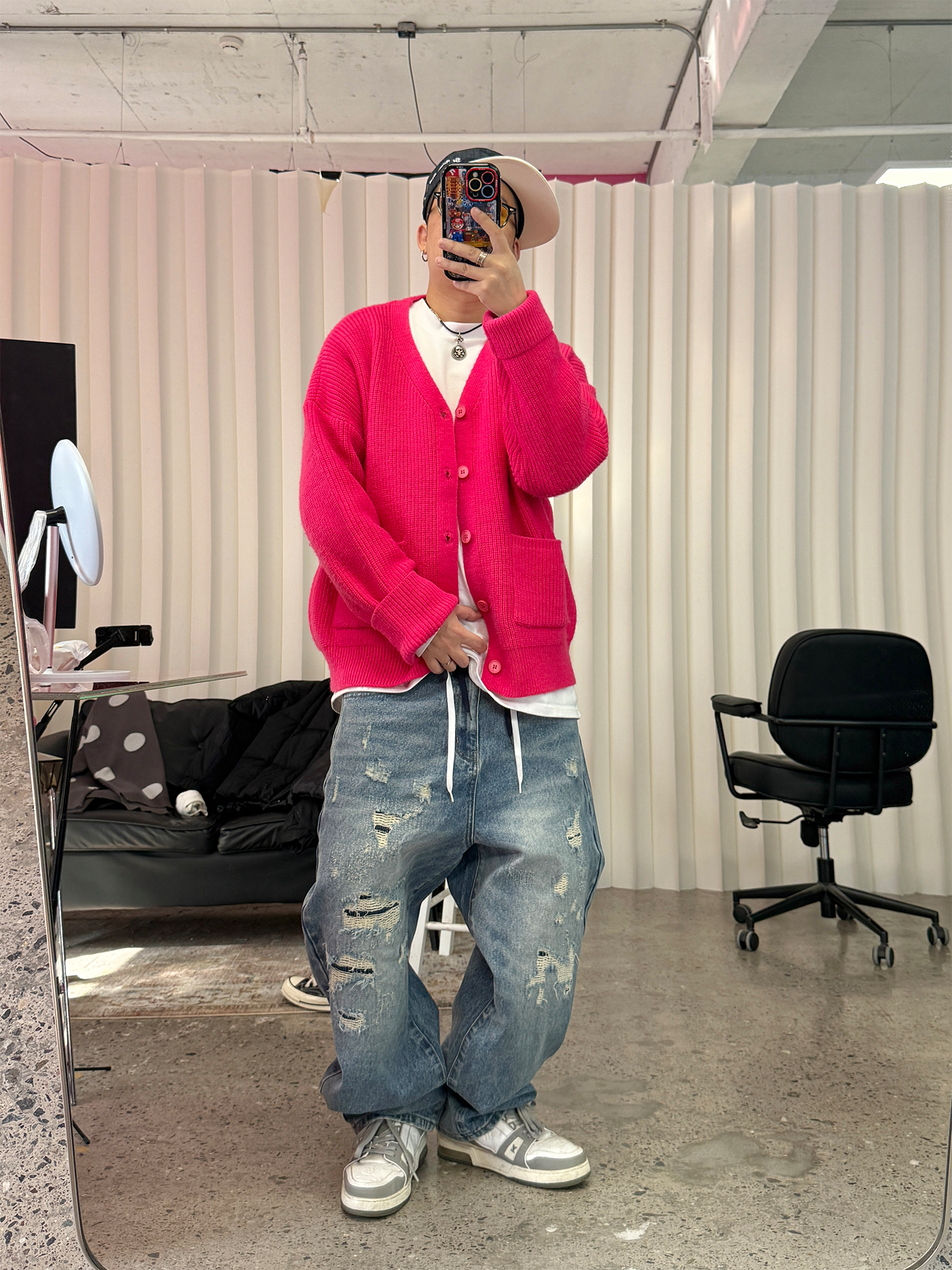 ME DA IGUAL Washed Distressed Tapered Jeans-Jeans-M-Free Shipping Leatheretro