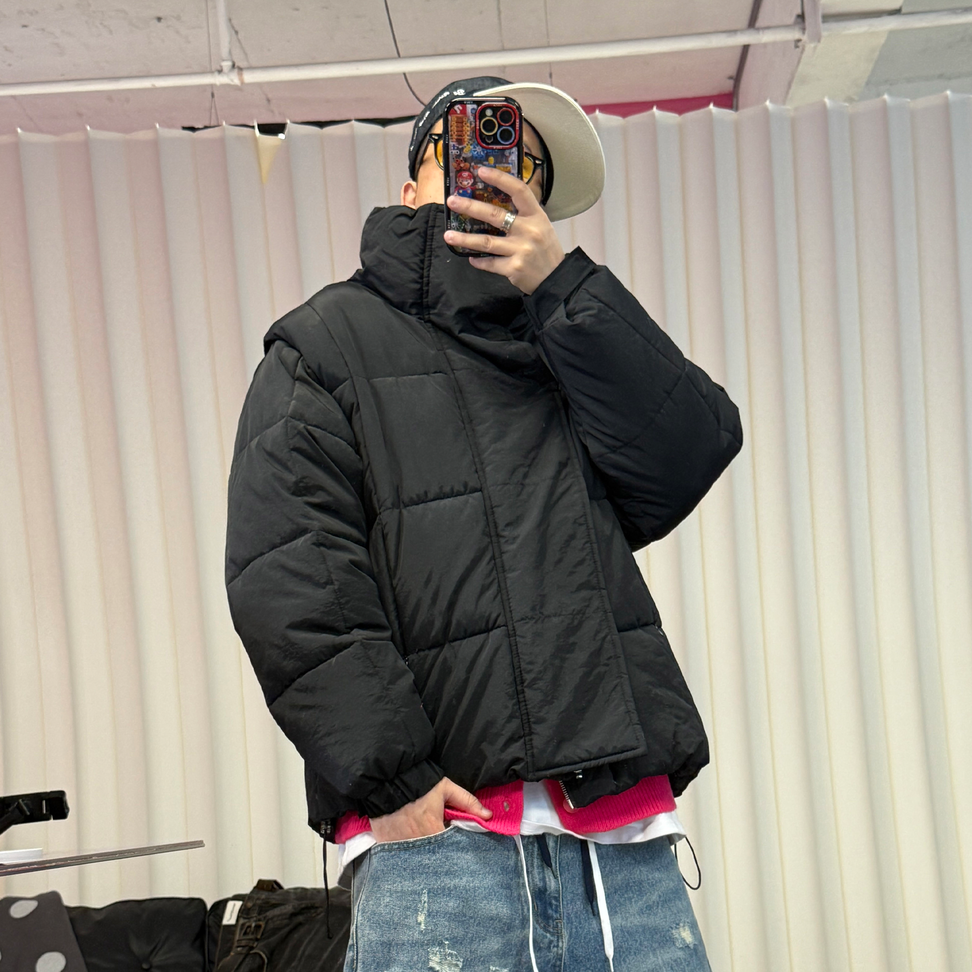 ME DA IGUAL Detachable Sleeve Stand-Collar Quilted Jacket-Jacket-M-Free Shipping Leatheretro