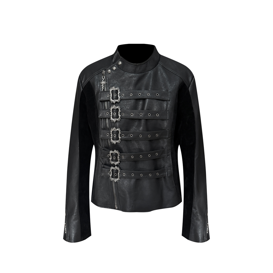 TH4SWE Retro Ornate Buckled Faux Leather Jacket-Jacket-S-Free Shipping Leatheretro