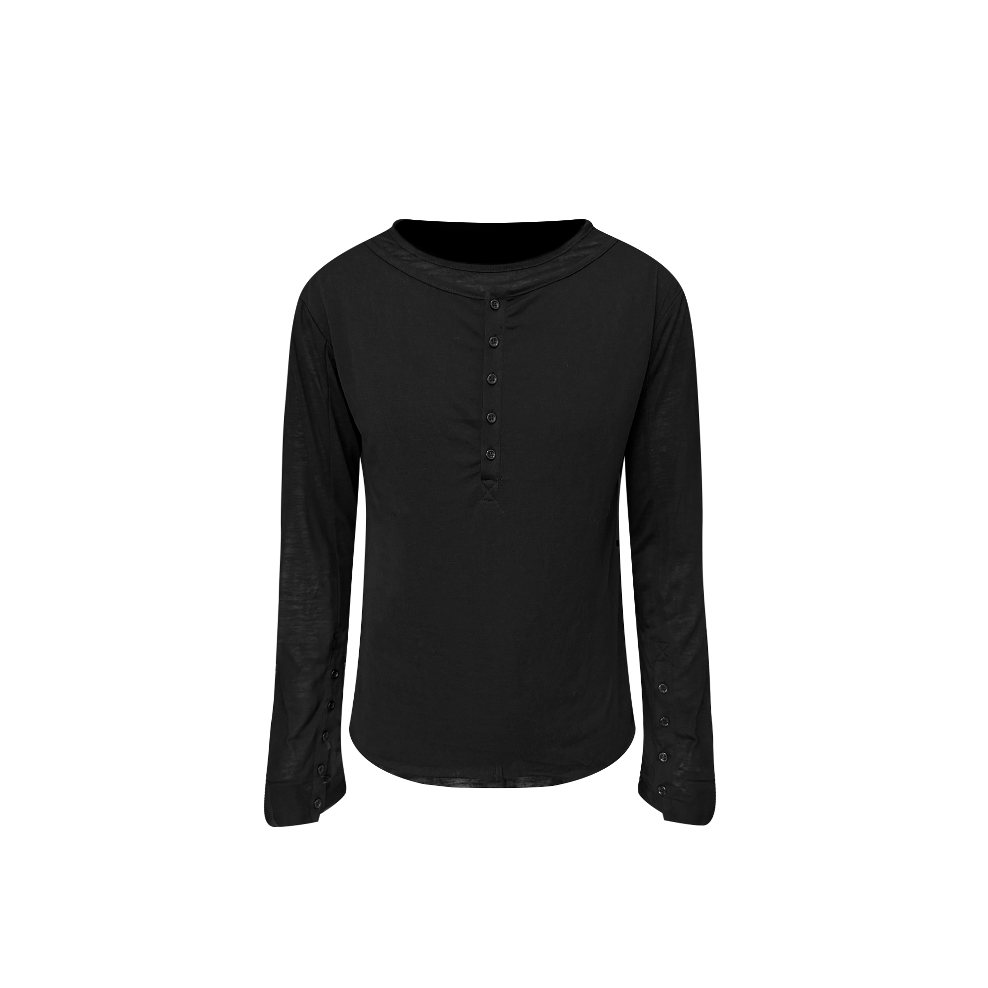 TH4SWE Layered Diamond Spine Graphic Henley Long-Sleeve Tee-L/S Tee-S-Free Shipping Leatheretro