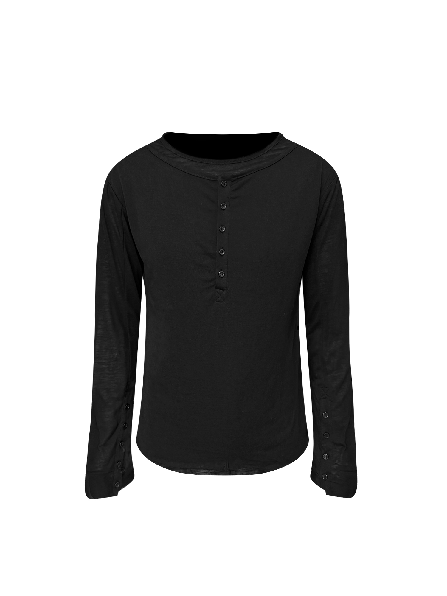 TH4SWE Layered Diamond Spine Graphic Henley Long-Sleeve Tee-L/S Tee-S-Free Shipping Leatheretro