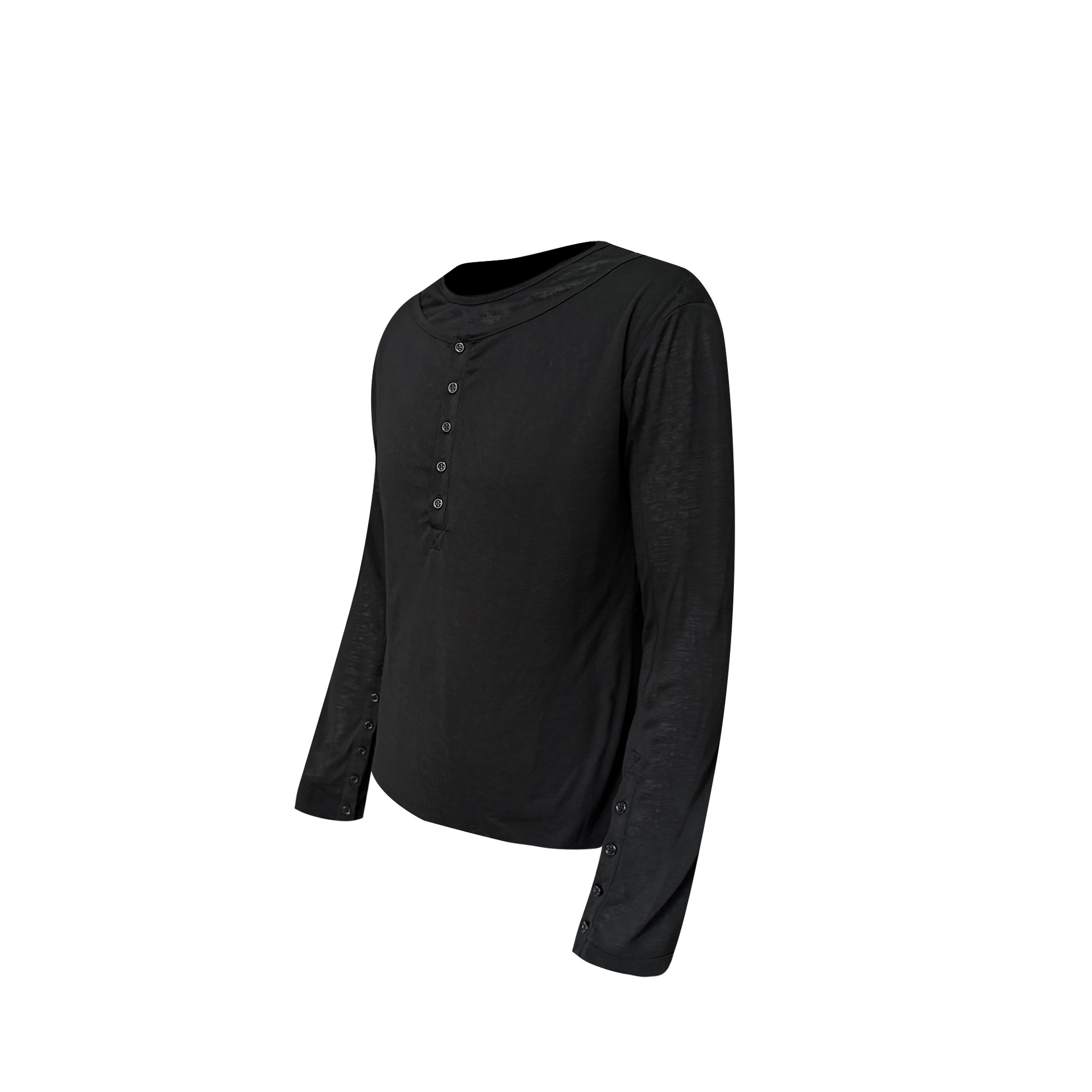 TH4SWE Layered Diamond Spine Graphic Henley Long-Sleeve Tee-L/S Tee-S-Free Shipping Leatheretro
