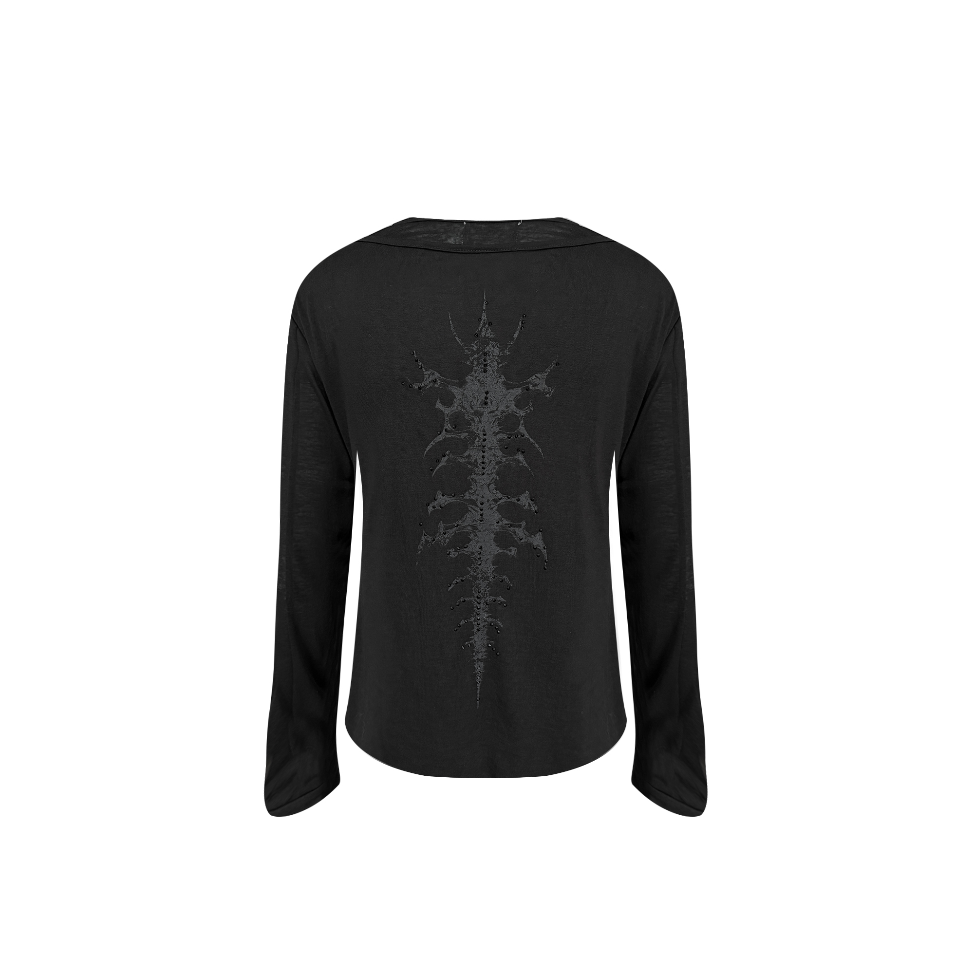 TH4SWE Layered Diamond Spine Graphic Henley Long-Sleeve Tee-L/S Tee-S-Free Shipping Leatheretro