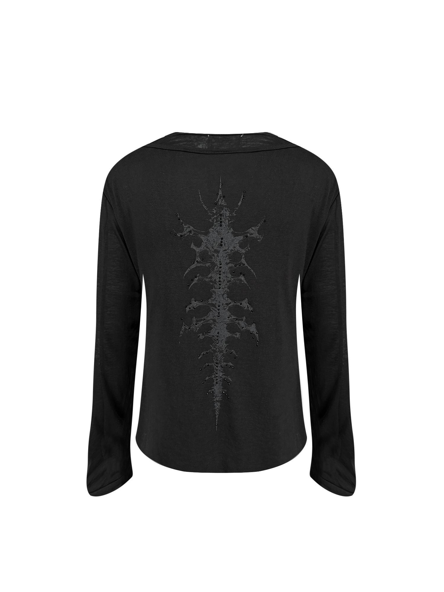TH4SWE Layered Diamond Spine Graphic Henley Long-Sleeve Tee-L/S Tee-S-Free Shipping Leatheretro