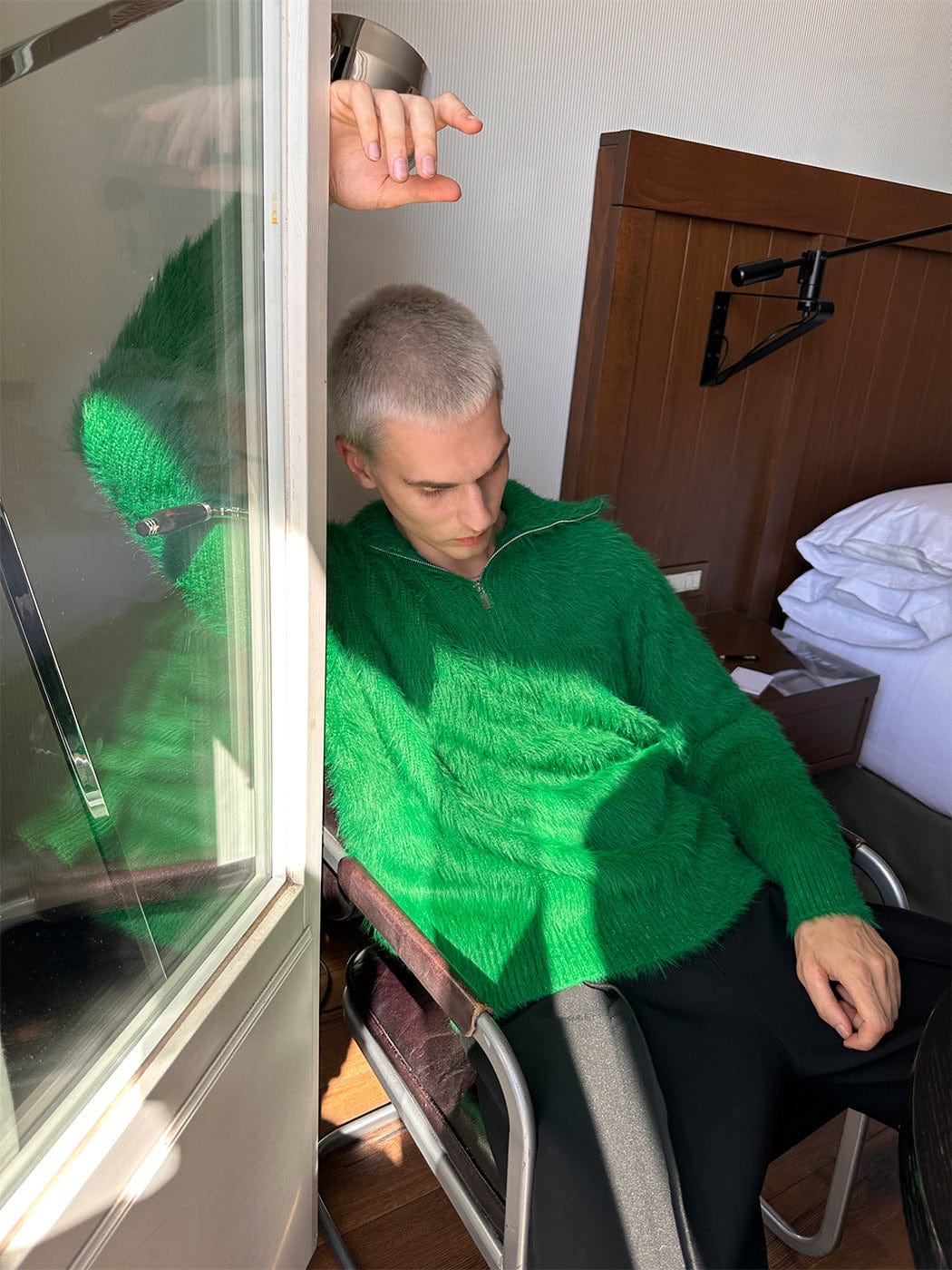 SOURPLUM Faux Fur Half Zip Sweater Avocado-Sweater-S-Free Shipping Leatheretro