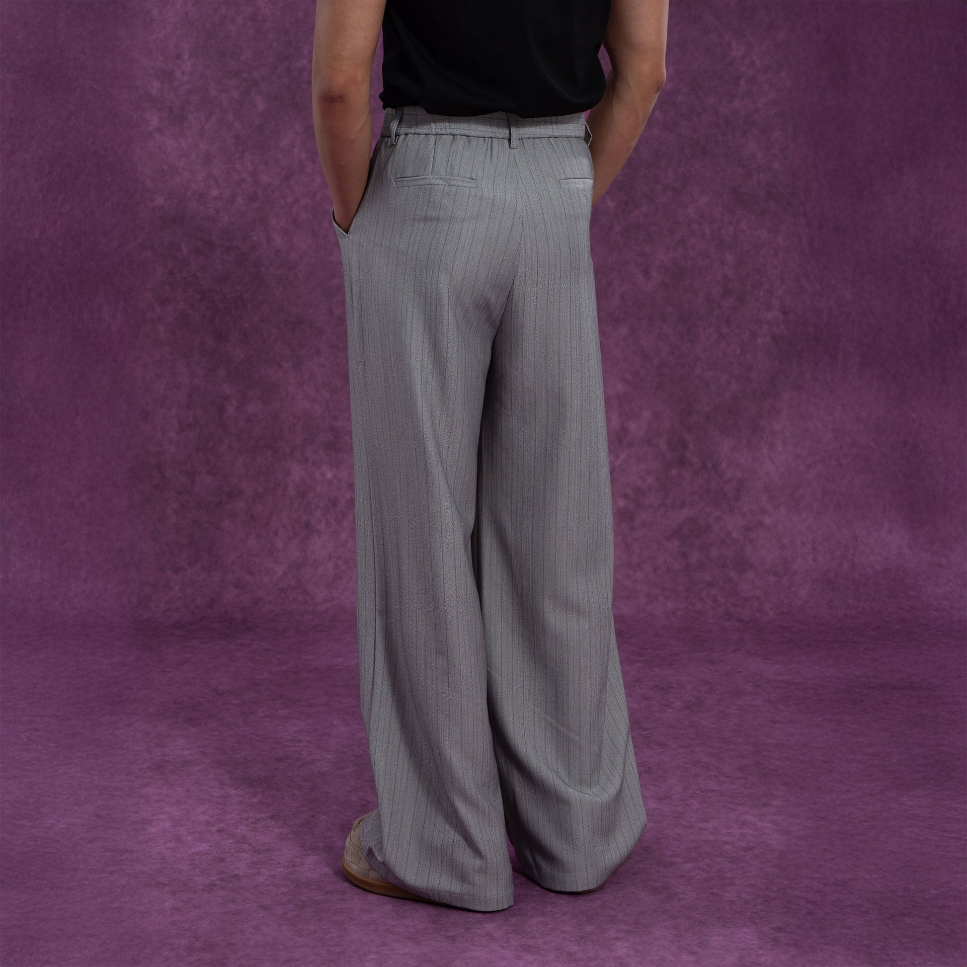 CLP Modern Pinstriped Straight-Leg Pants-Pants-S-Coffee-Free Shipping Leatheretro