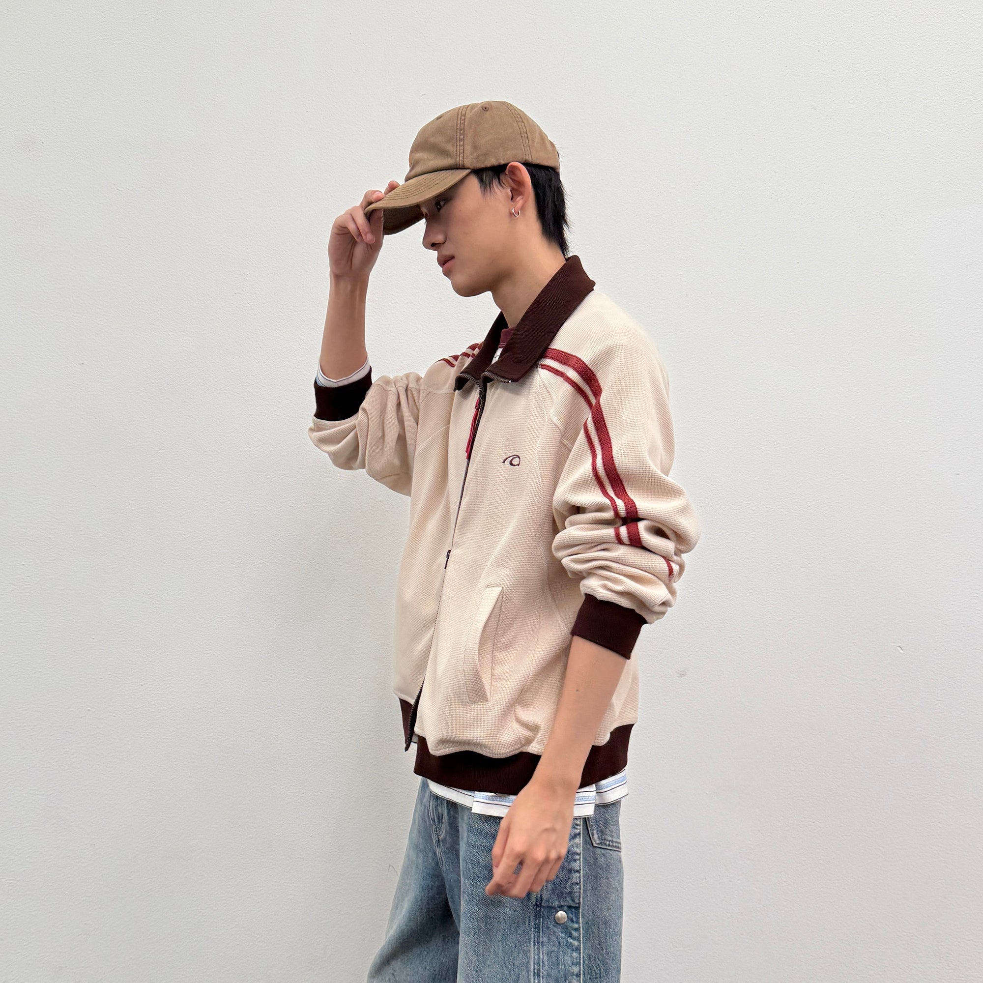 ROARINGWILD A ARCH Retro Stripe Raglan Track Jacket-Jacket-XS-Black-Free Shipping Leatheretro