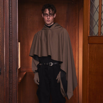 KADAKADA Hooded Glove-Sleeve Cropped Cape-Hoodie-M-Khaki-Free Shipping Leatheretro