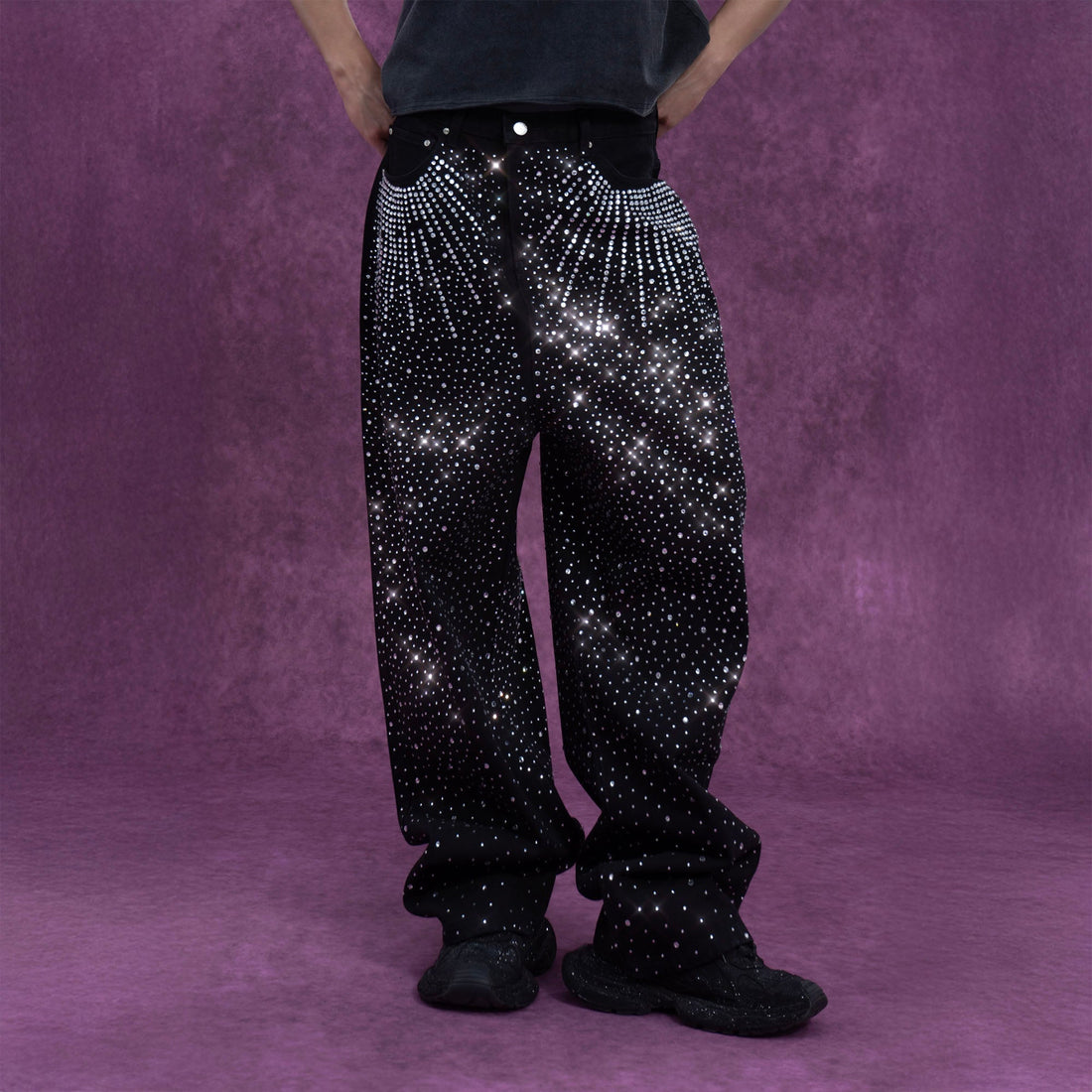 CLP Starlight Diamond Wide-Leg Jeans-Jeans-S-Free Shipping Leatheretro