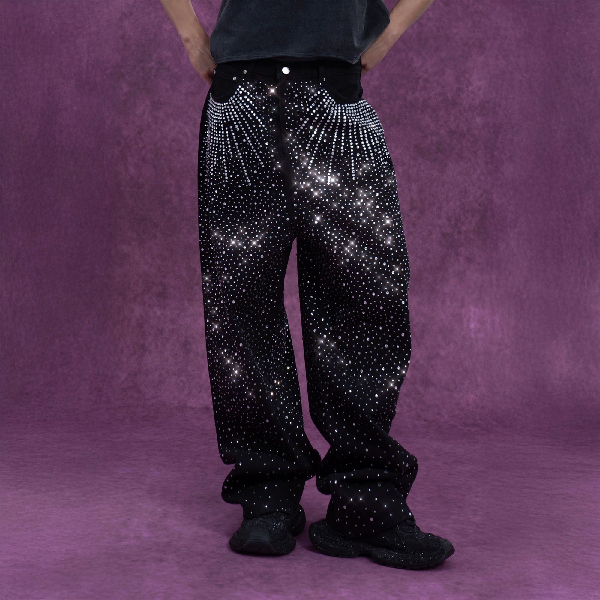 CLP Starlight Diamond Wide-Leg Jeans-Jeans-S-Free Shipping Leatheretro