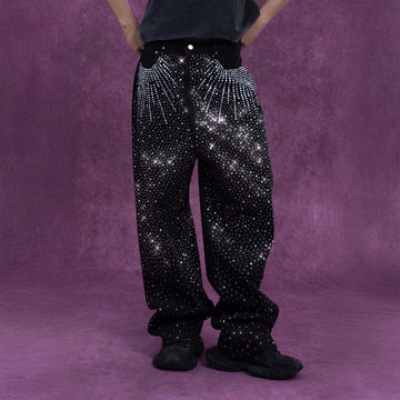 CLP Starlight Diamond Wide-Leg Jeans-Jeans-S-Free Shipping Leatheretro