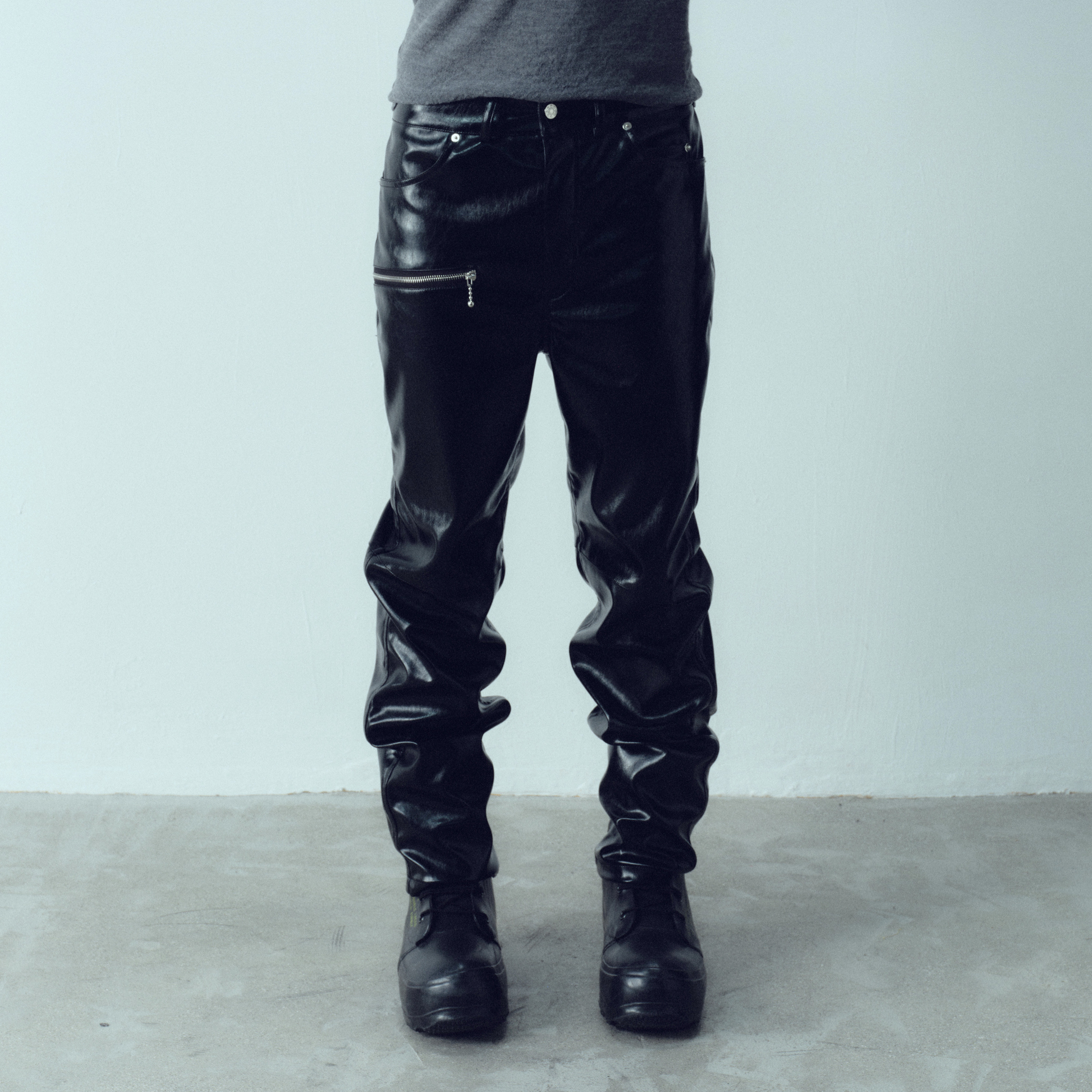 KADAKADA Glossy PU Straight-Leg Pants-Pants-M-Free Shipping Leatheretro