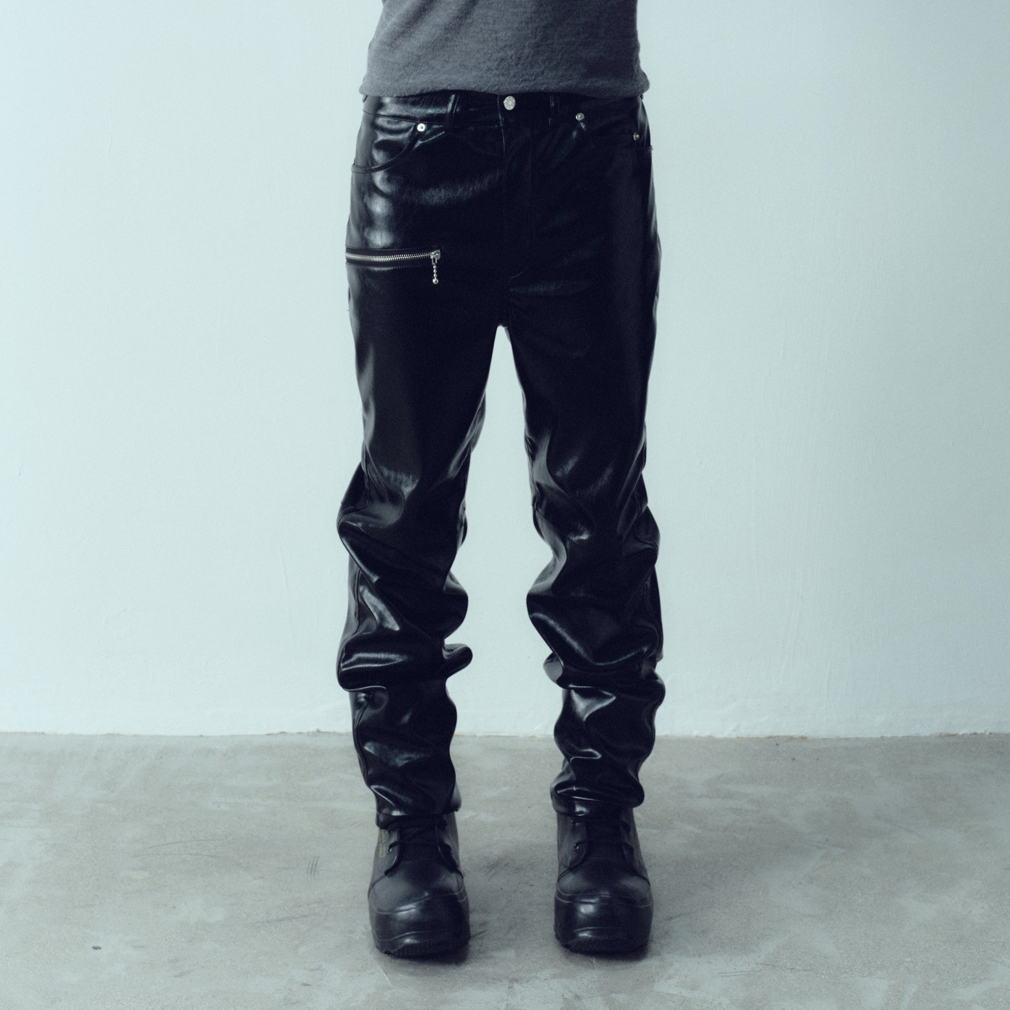 KADAKADA Glossy PU Straight-Leg Pants-Pants-M-Free Shipping Leatheretro