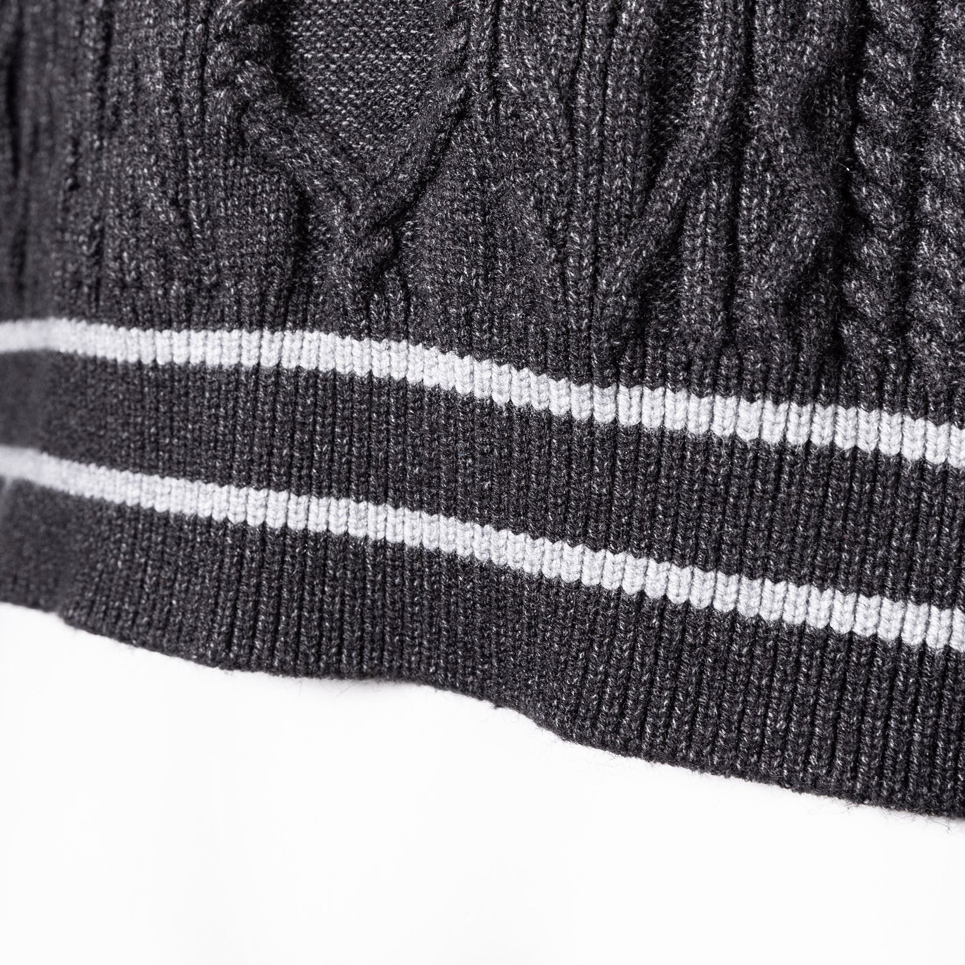 CATSSTAC Varsity V-Neck Cable-Knit Sweater-Sweater-S-Dark Gray-Free Shipping Leatheretro