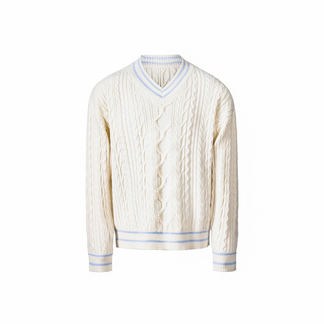 CATSSTAC Varsity V-Neck Cable-Knit Sweater-Sweater-S-Dark Gray-Free Shipping Leatheretro