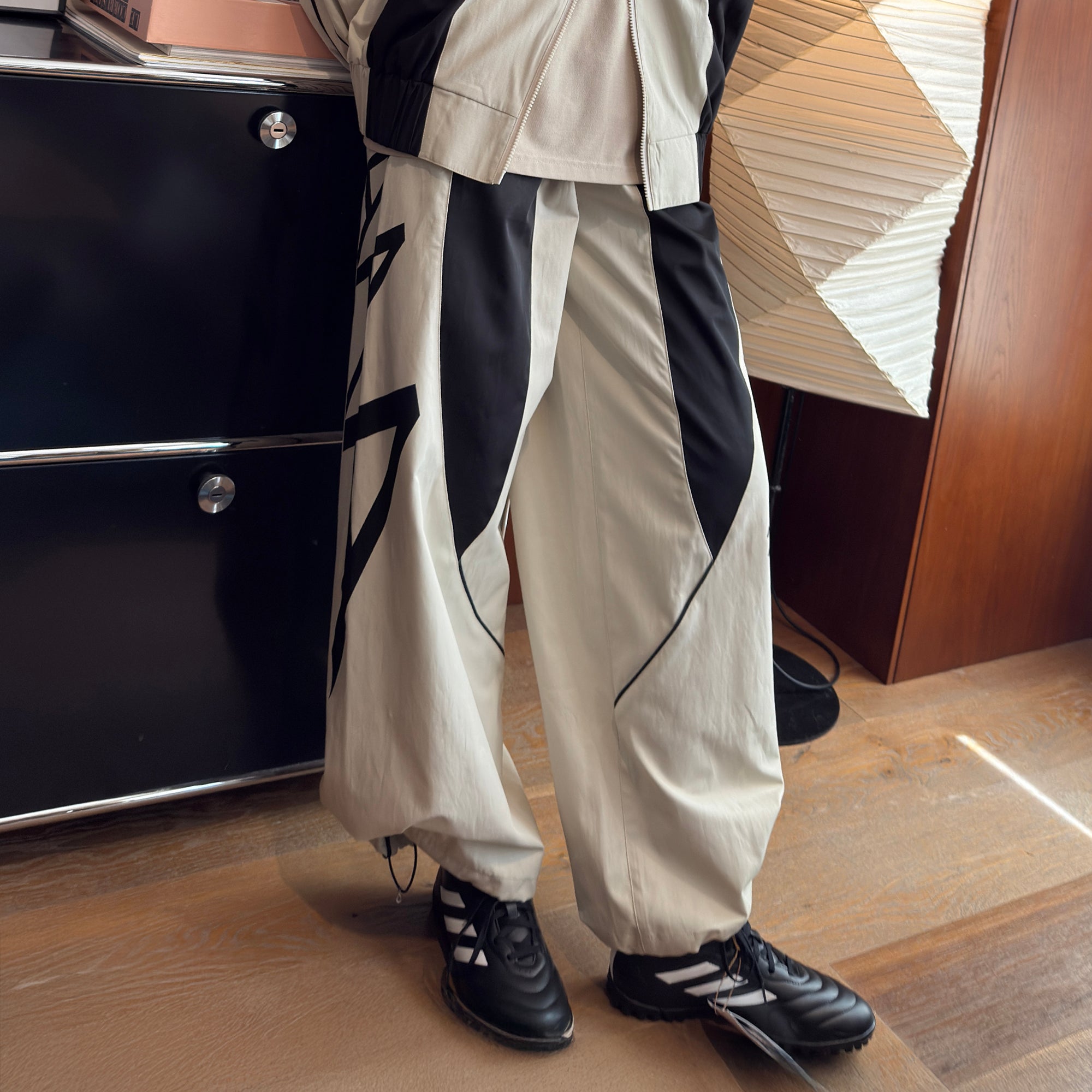 MIICHOUS Contrast Panel 3A Graphic Drawstring-Hem Track Pants-Pants-S-Free Shipping Leatheretro