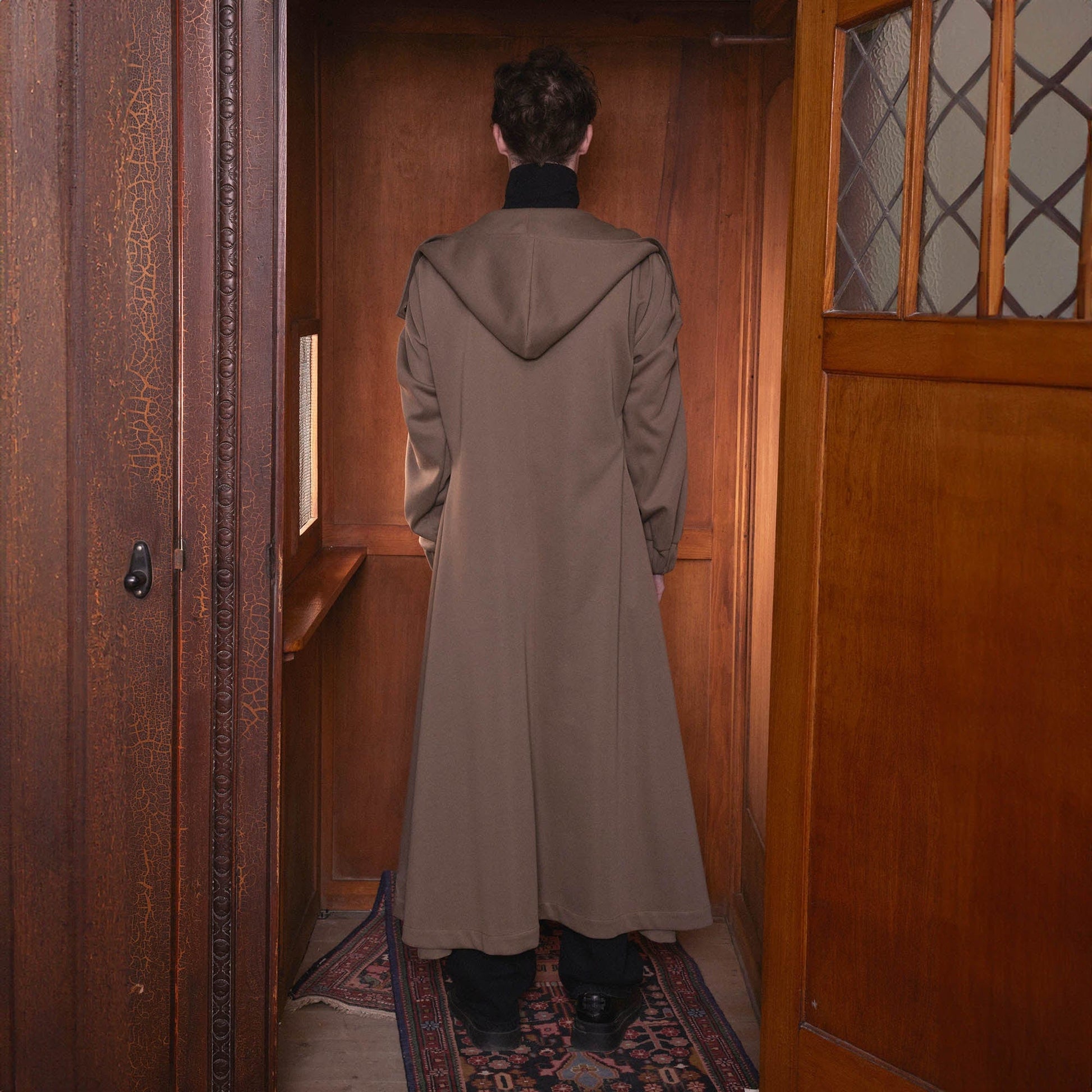 KADAKADA Hooded Pleated Shoulder Cloak-Jacket-M-Khaki-Free Shipping Leatheretro