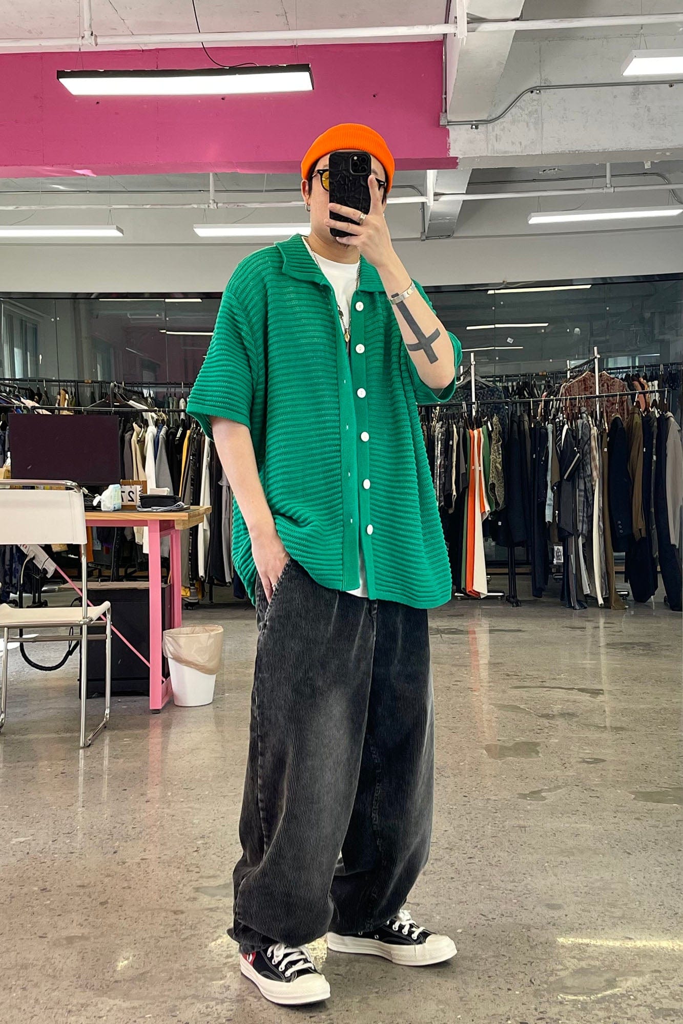 ME DA IGUAL Essential Striped Mesh Button-Up Half Shirt-Half shirt-M-Free Shipping Leatheretro