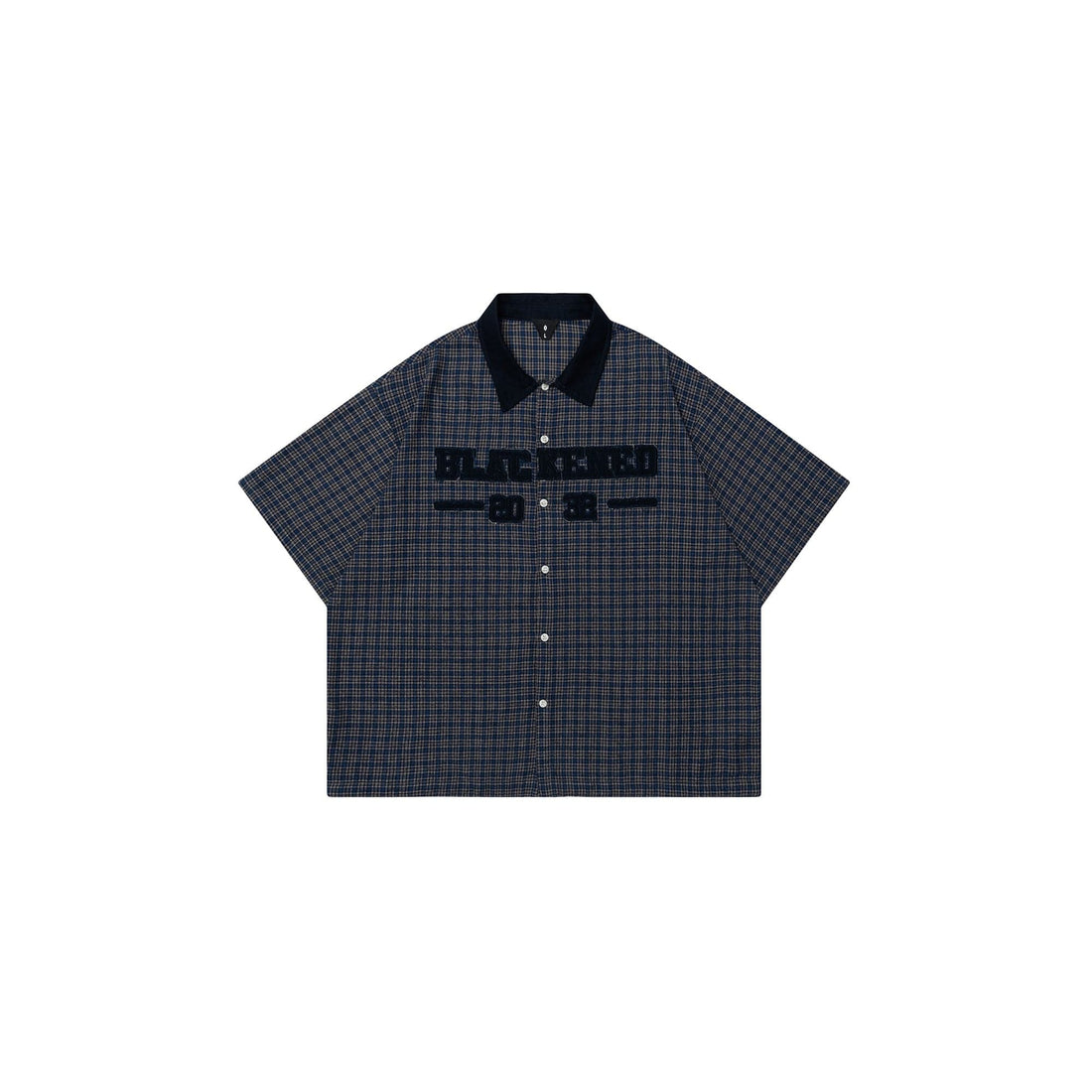 OVDY Raw-Edge Patchwork Graphic Plaid Half Shirt-Half shirt-Red-S-Free Shipping Leatheretro