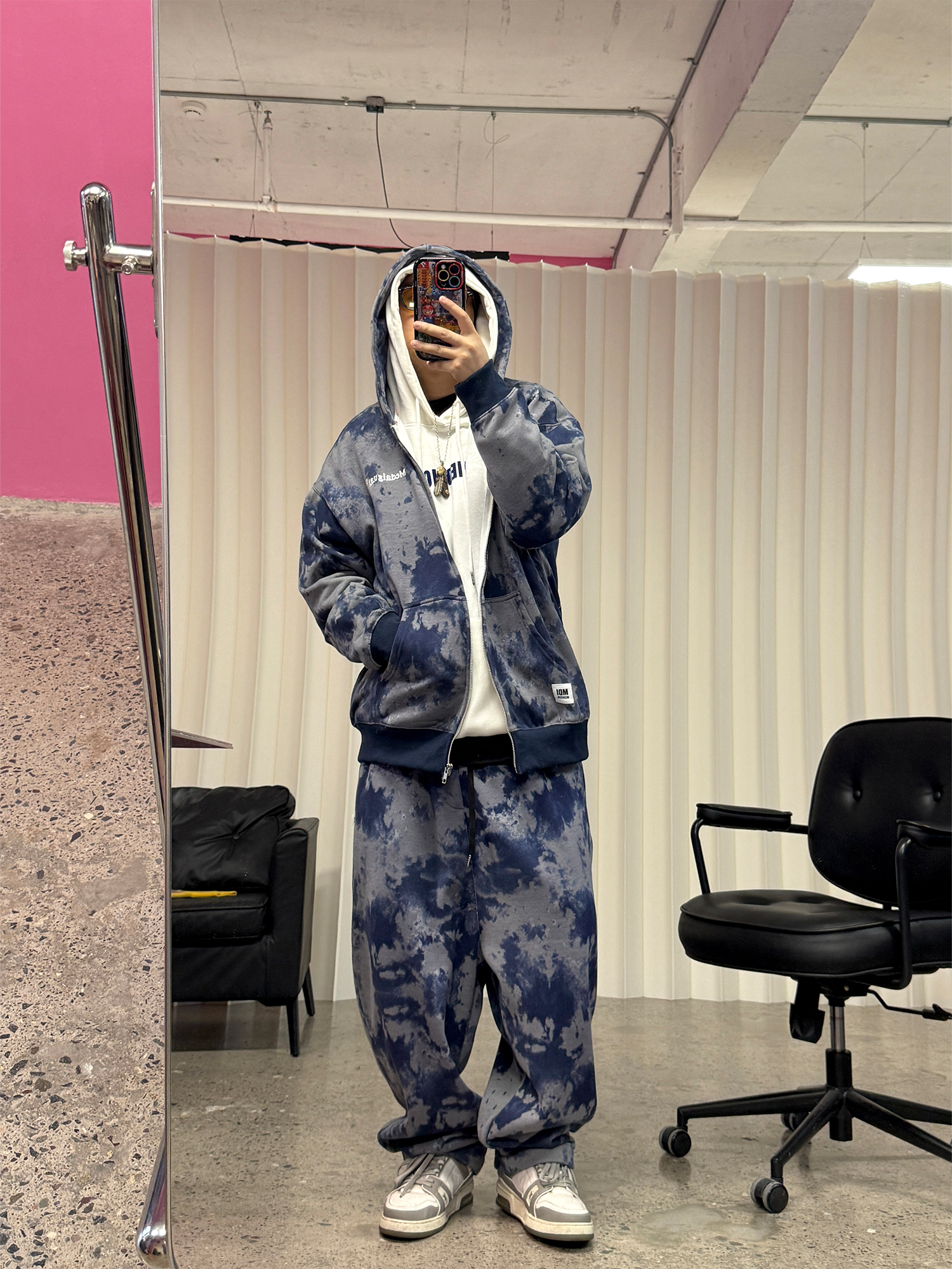 ME DA IGUAL Tie-Dye Fleece-Lined Zip-Up Hoodie-Jacket-M-Free Shipping Leatheretro