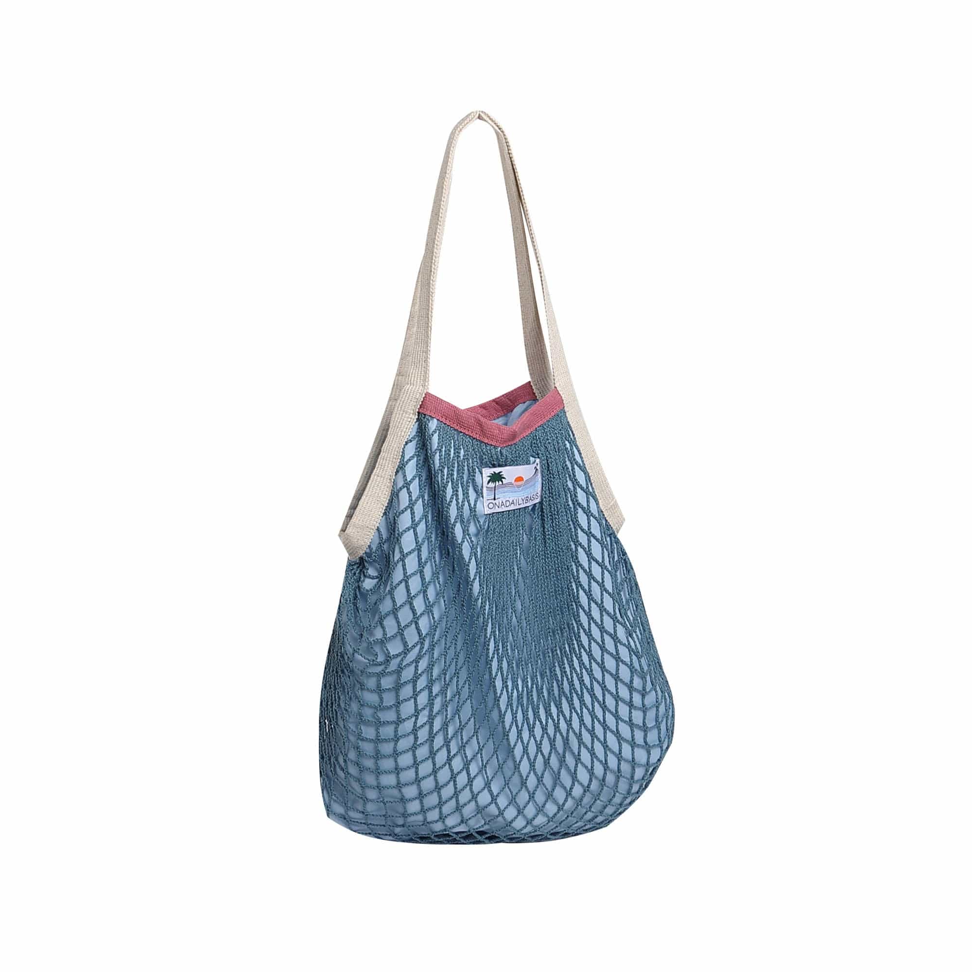 ONADAILYBASIS Sunset Mesh Tote with Contrast Inner Pouch-Other Accessories-One Size-Blue-Free Shipping Leatheretro