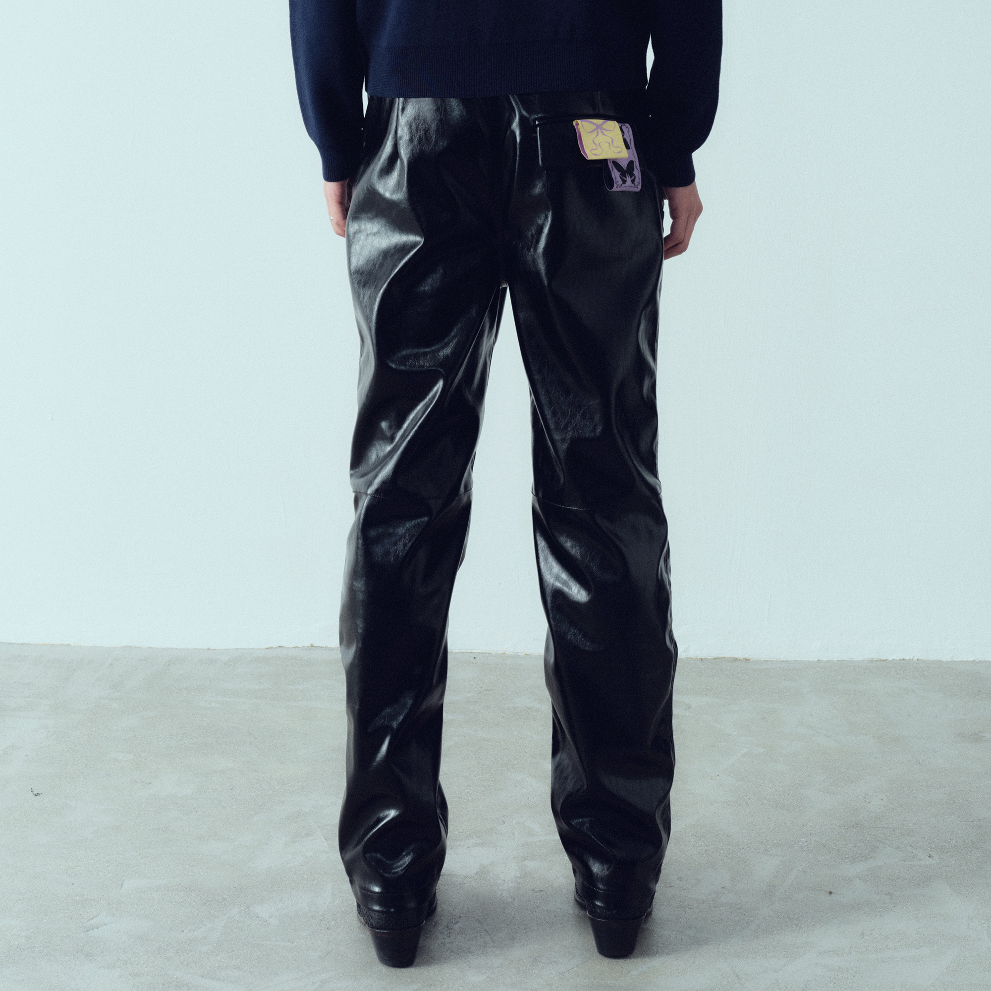 KADAKADA Glossy PU Straight-Leg Pants-Pants-M-Free Shipping Leatheretro