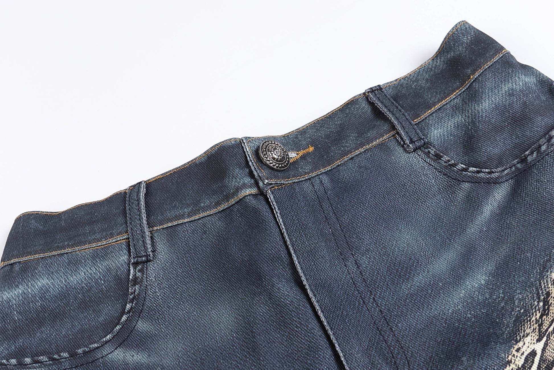 DND4DES×Faychui Leopard Wings Embroidered Wide-Leg Jeans-Jeans-S-Free Shipping Leatheretro