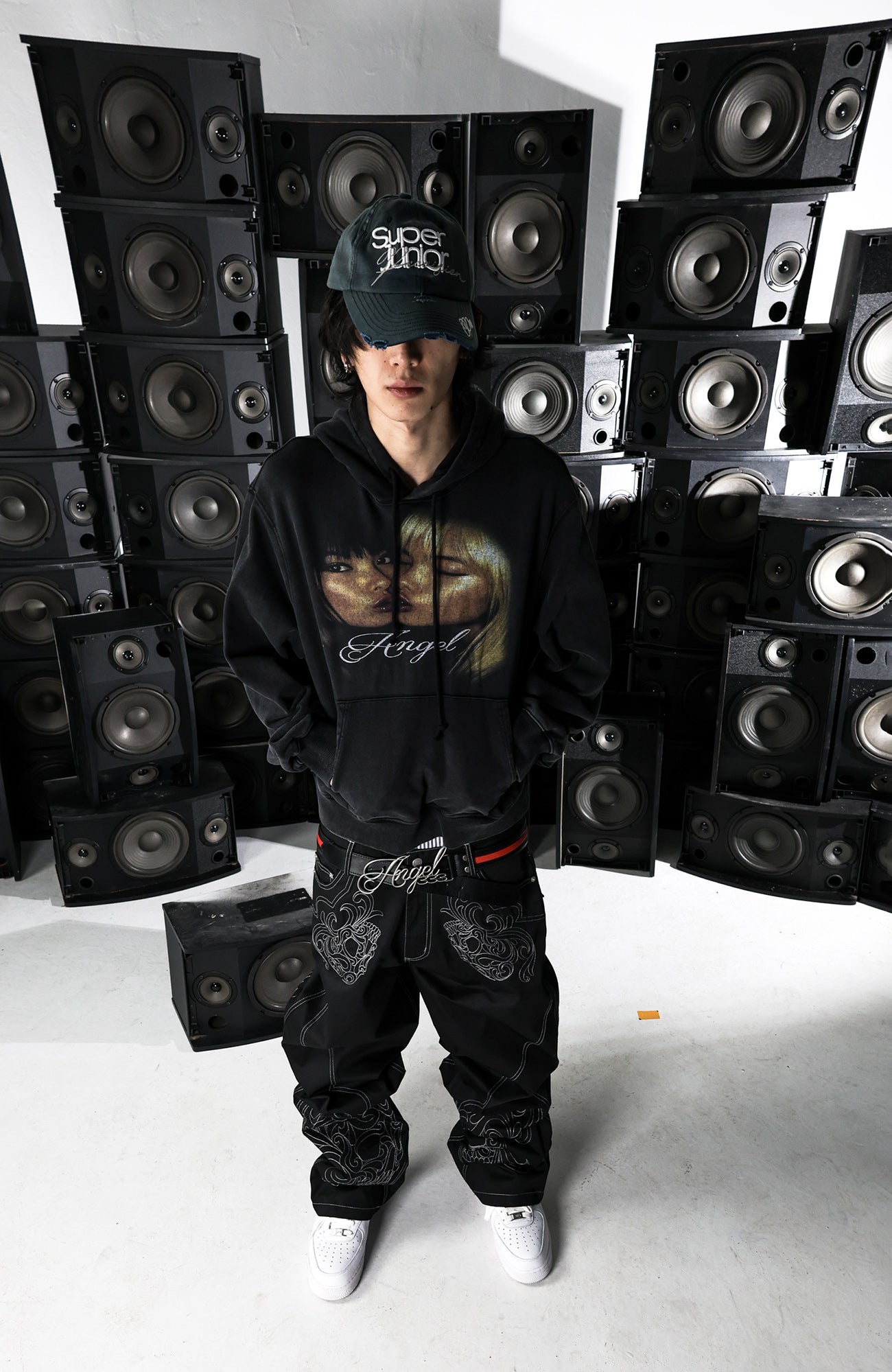 PCCVISION Skull Contrast-Stitch Embroidered Pants-Pants-S-Free Shipping Leatheretro