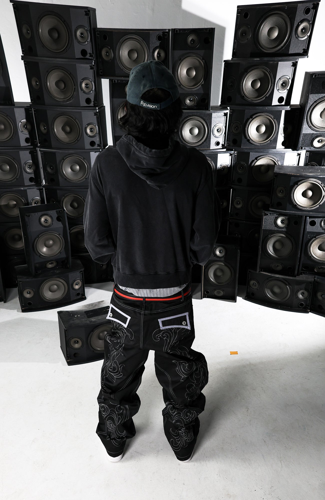 PCCVISION Skull Contrast-Stitch Embroidered Pants-Pants-S-Free Shipping Leatheretro