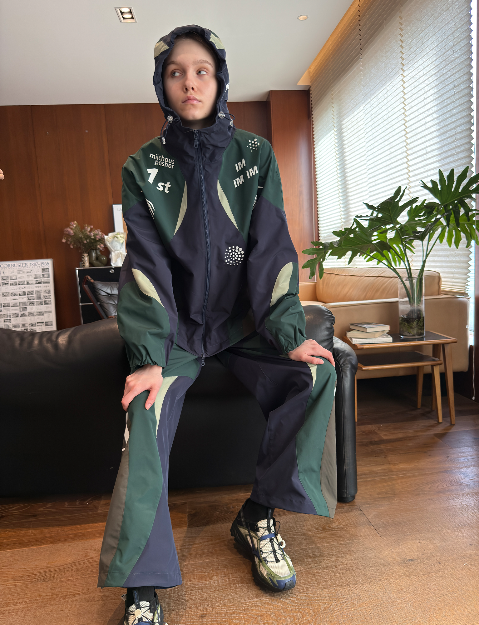 MIICHOUS Contrast Racer Graphic Panel Jacket-Jacket-S-Free Shipping Leatheretro