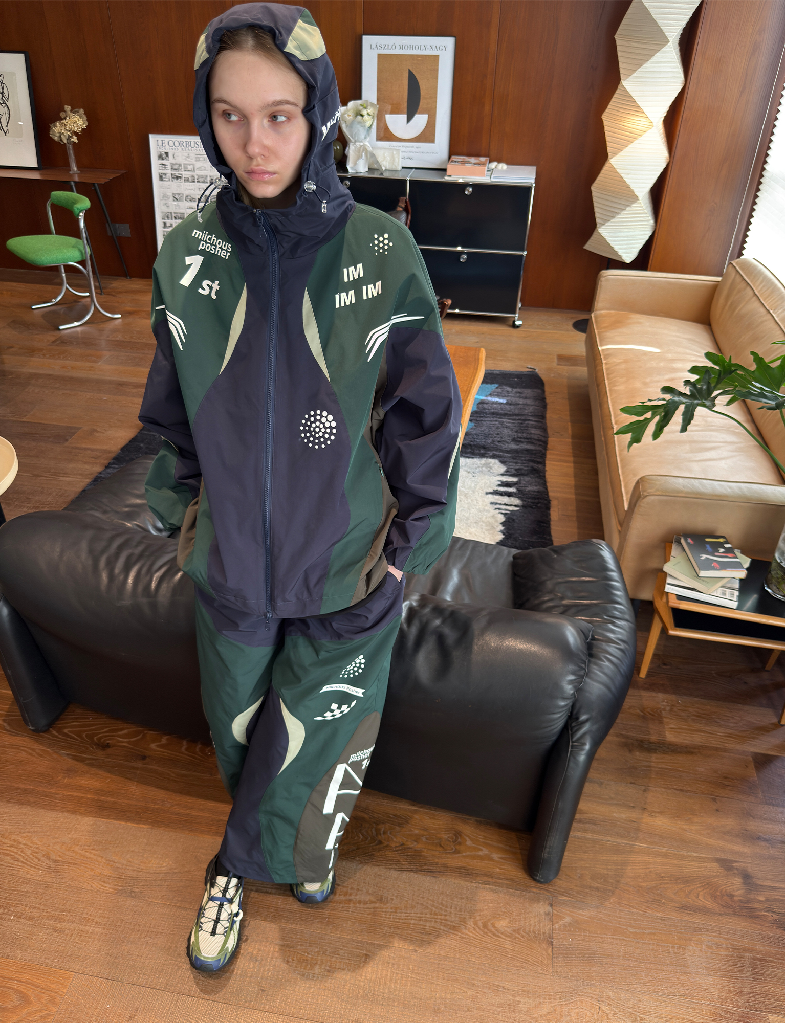 MIICHOUS Contrast Racer Graphic Panel Pants-Pants-S-Free Shipping Leatheretro