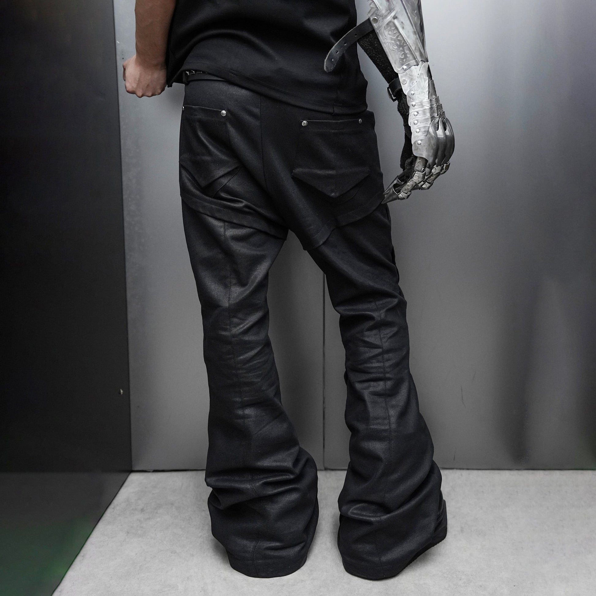 SSIN7 Shapeable Armored Waxed Flared Jeans-Jeans-S / 31"-Free Shipping Leatheretro