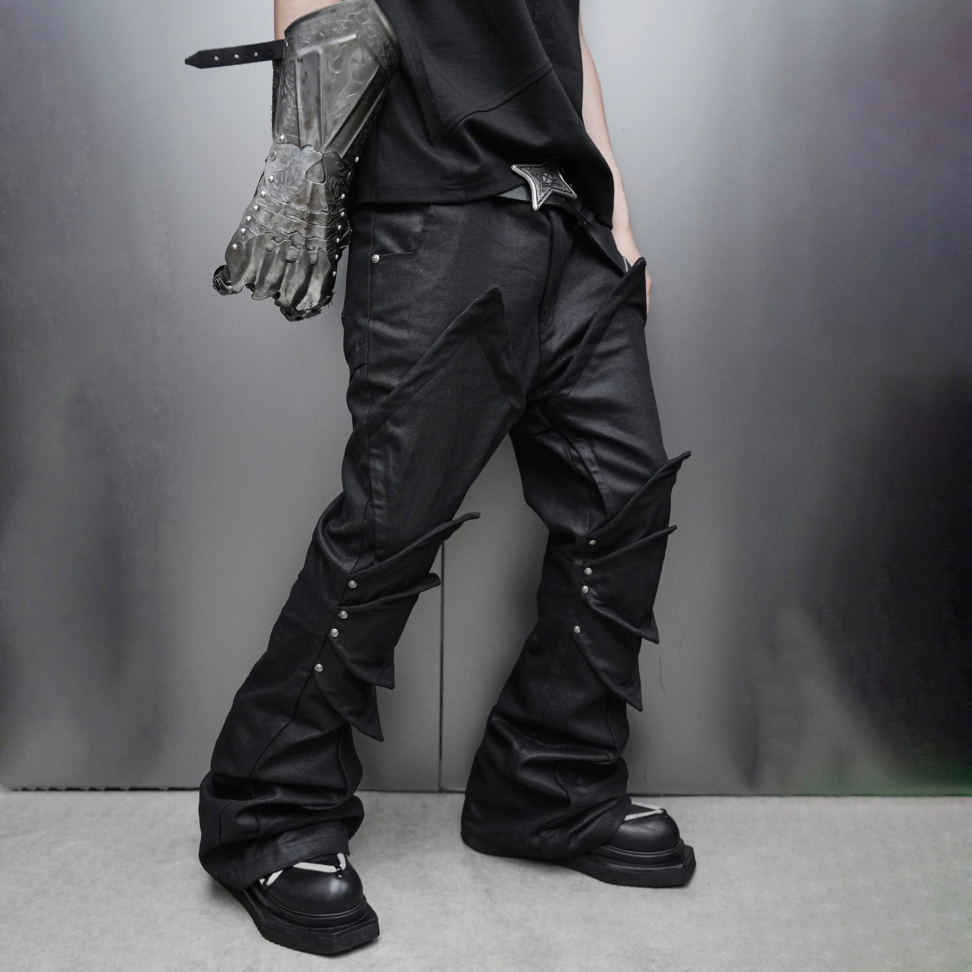 SSIN7 Shapeable Armored Waxed Flared Jeans-Jeans-S / 31"-Free Shipping Leatheretro
