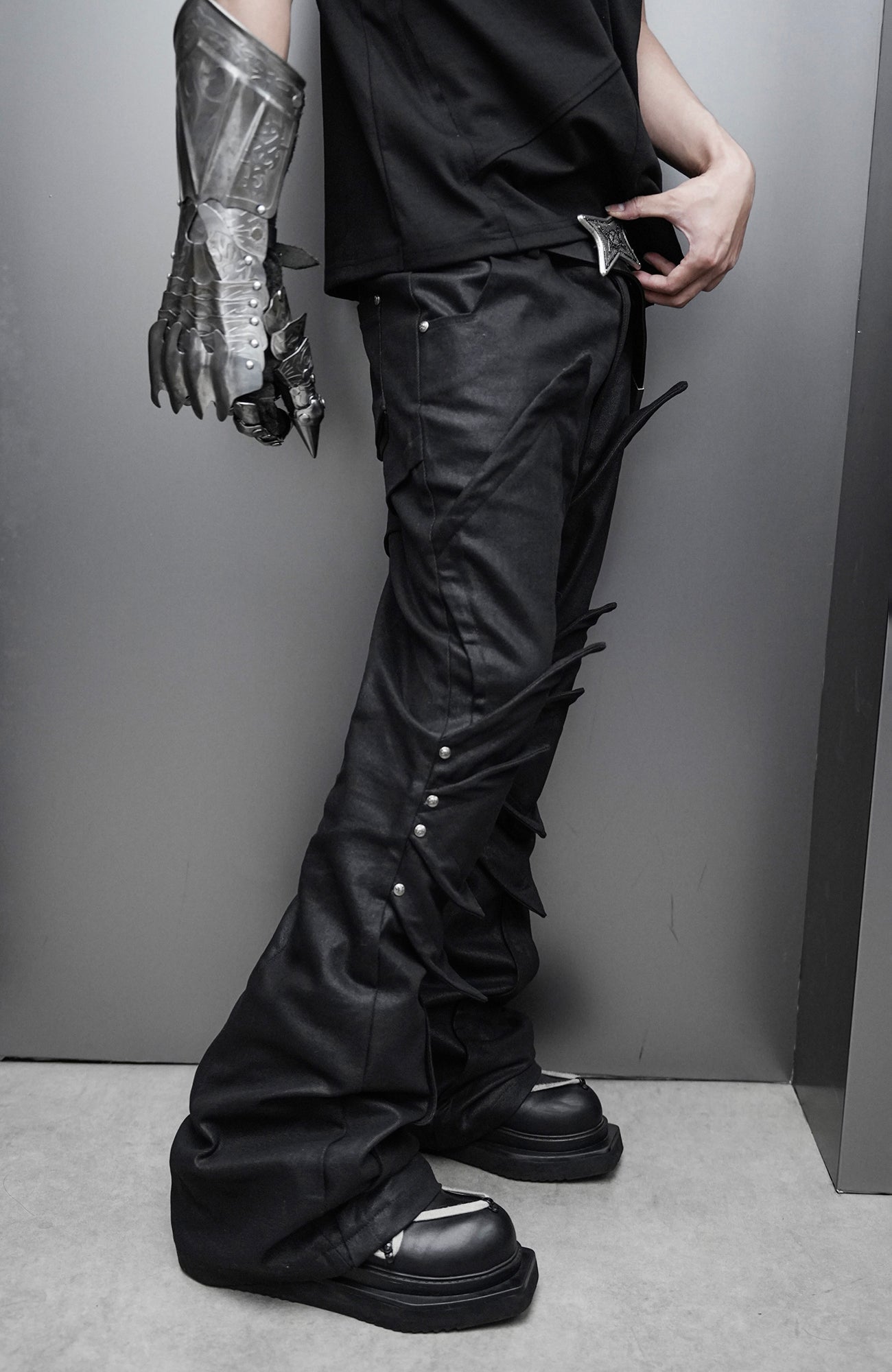 SSIN7 Shapeable Armored Waxed Flared Jeans-Jeans-S / 31"-Free Shipping Leatheretro