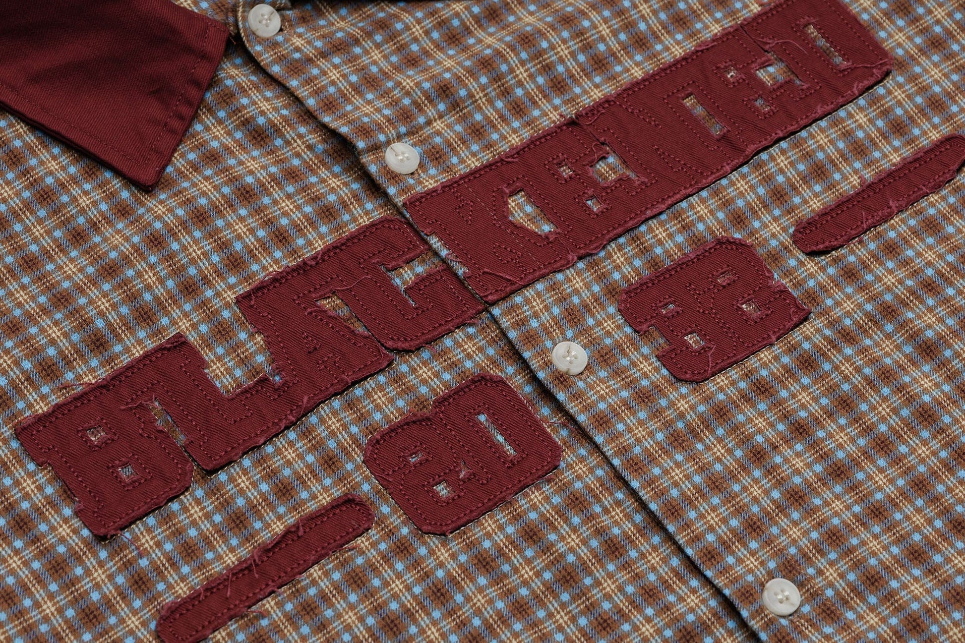 OVDY Raw-Edge Patchwork Graphic Plaid Half Shirt-Half shirt-Red-S-Free Shipping Leatheretro