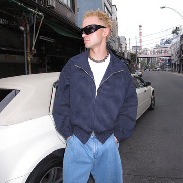 SOURPLUM Classic Striped Harrington Jacket-Jacket-S-Free Shipping Leatheretro