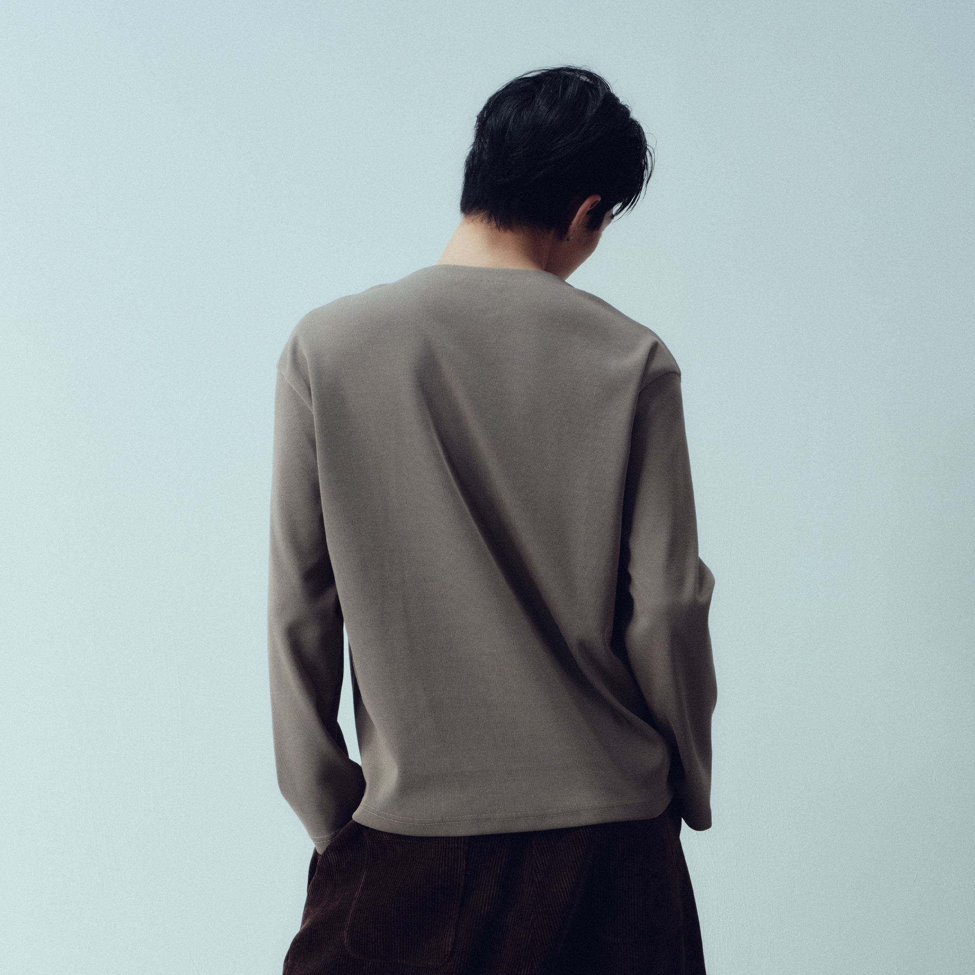 KADAKADA Buttoned Curved Placket Ribbed Knit Top-Sweater-M-Brown-Free Shipping Leatheretro