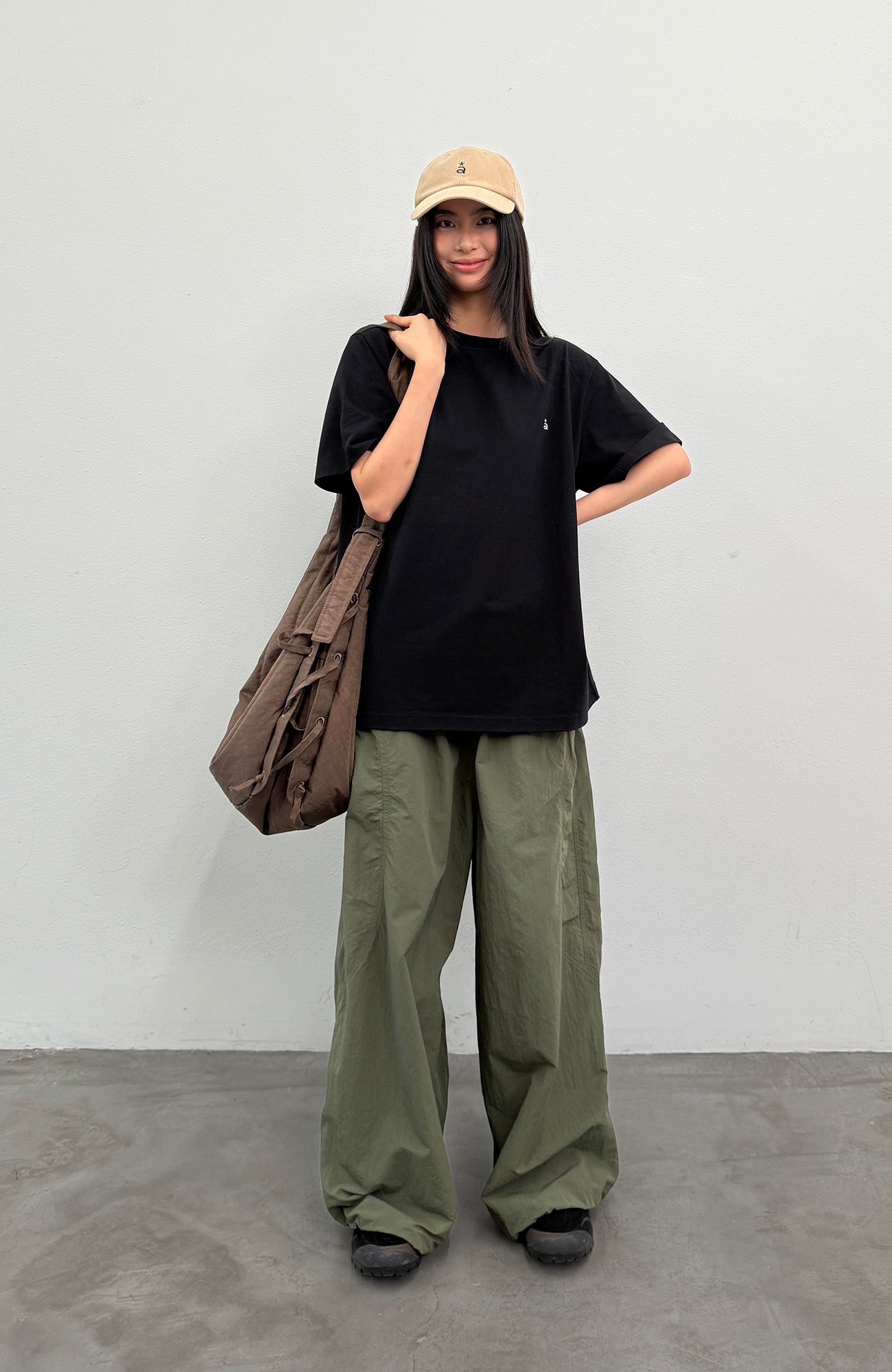 ROARINGWILD A ARCH Quick-Dry Wide-Leg Parachute Pants-Pants-XS-Green-Free Shipping Leatheretro