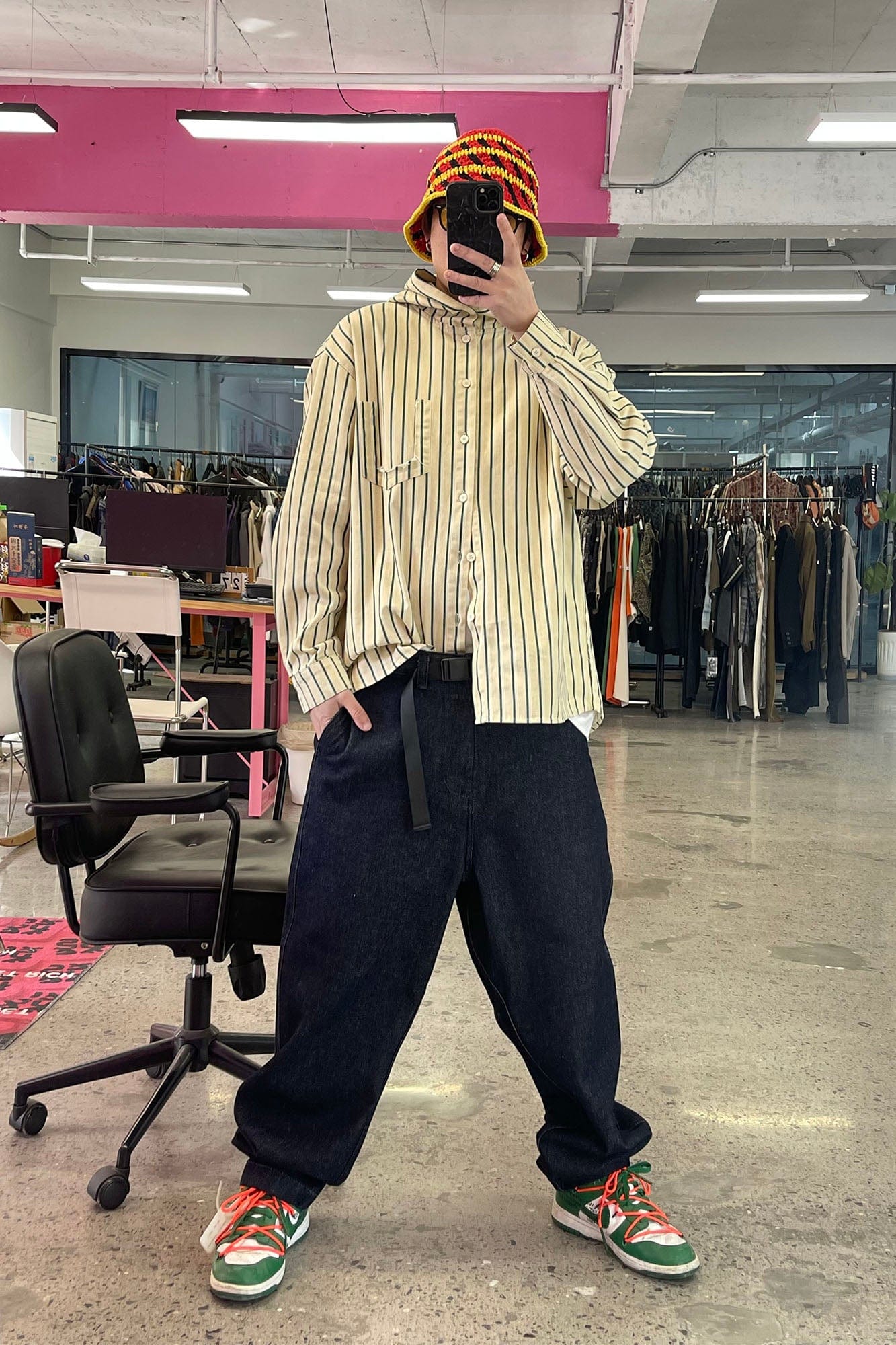 ME DA IGUAL Striped Long-Sleeve Hooded Shirt-Shirt-M-Free Shipping Leatheretro