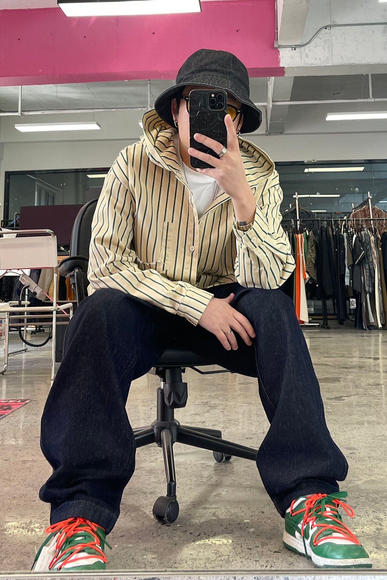 ME DA IGUAL Striped Long-Sleeve Hooded Shirt-Shirt-M-Free Shipping Leatheretro