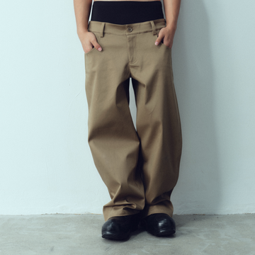 KADAKADA Dual-Waist Contrast Panel Trousers-Pants-M-Free Shipping Leatheretro