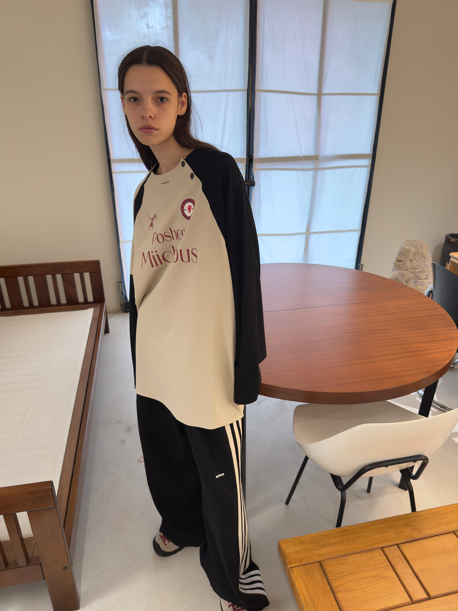 MIICHOUS Snap Contrast Quick-Dry Long-Sleeve Tee-L/S Tee-S (Preorder)-Brown-Free Shipping Leatheretro