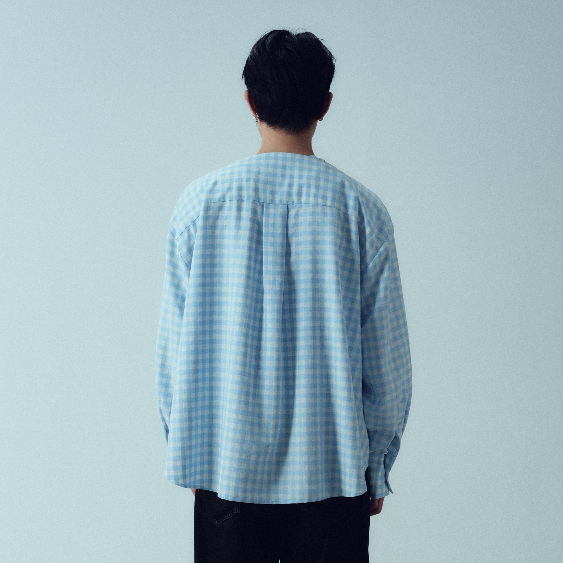 KADAKADA Gingham V-Neck Tie-Strap Oversized Shirt-Shirt-M (Preorder)-Free Shipping Leatheretro