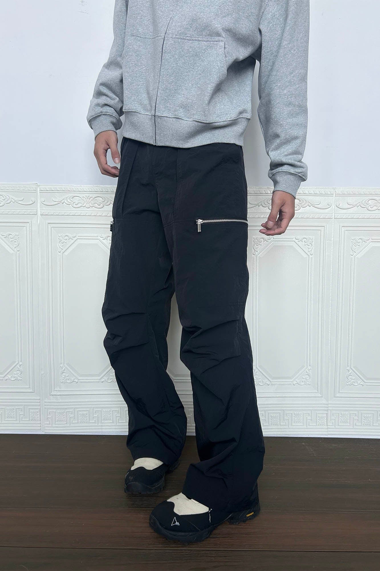 KREATE Crinkled Zippered Cargo Pants-Pants-S-Free Shipping Leatheretro