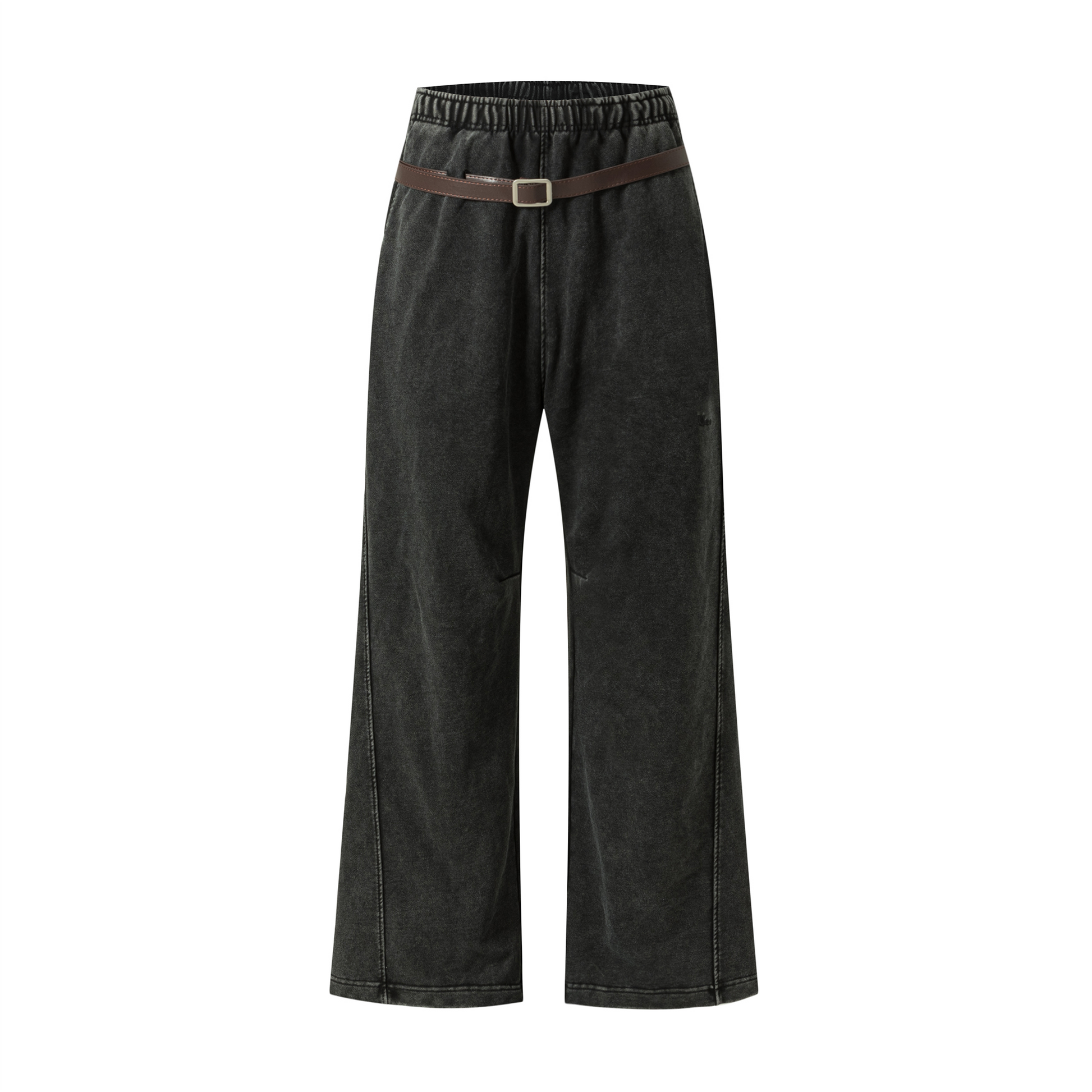 OVDY Retro Belt Curved-Leg Denim Pants-Pants-S-Black-Free Shipping Leatheretro