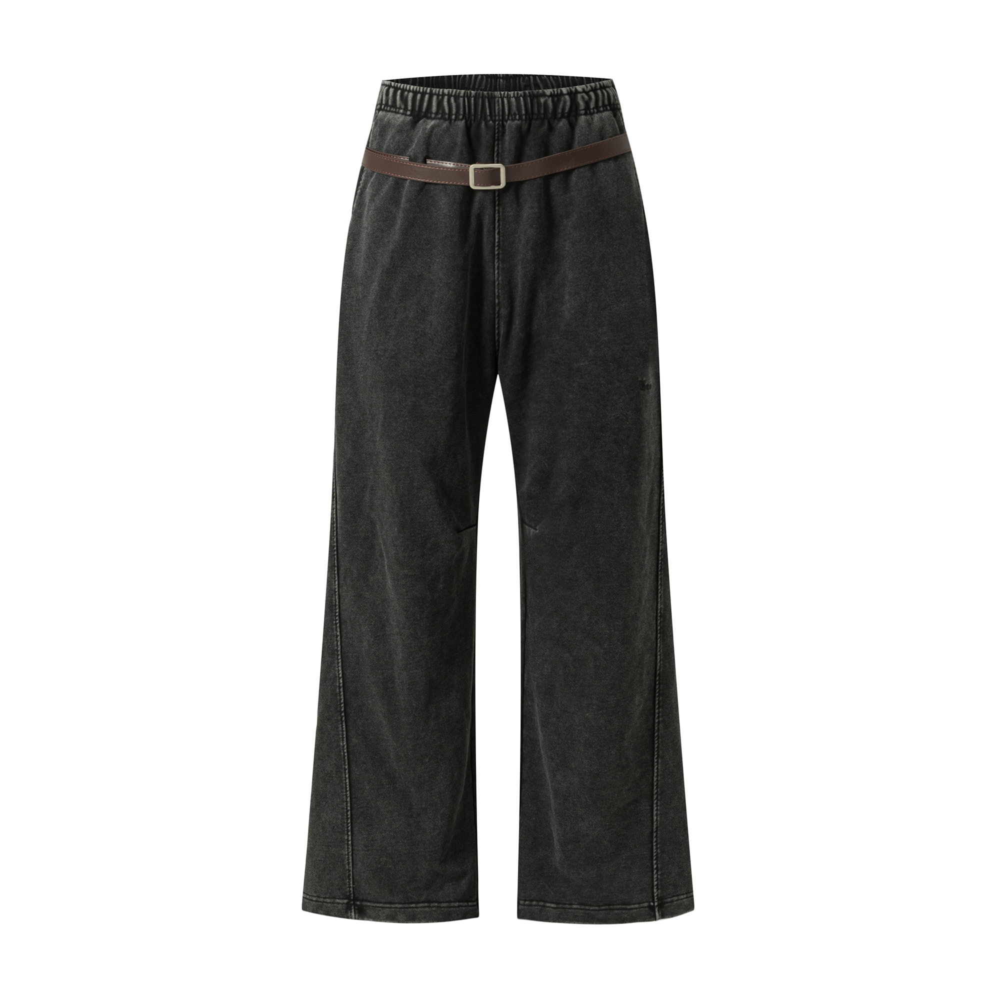OVDY Retro Belt Curved-Leg Denim Pants-Pants-S-Black-Free Shipping Leatheretro