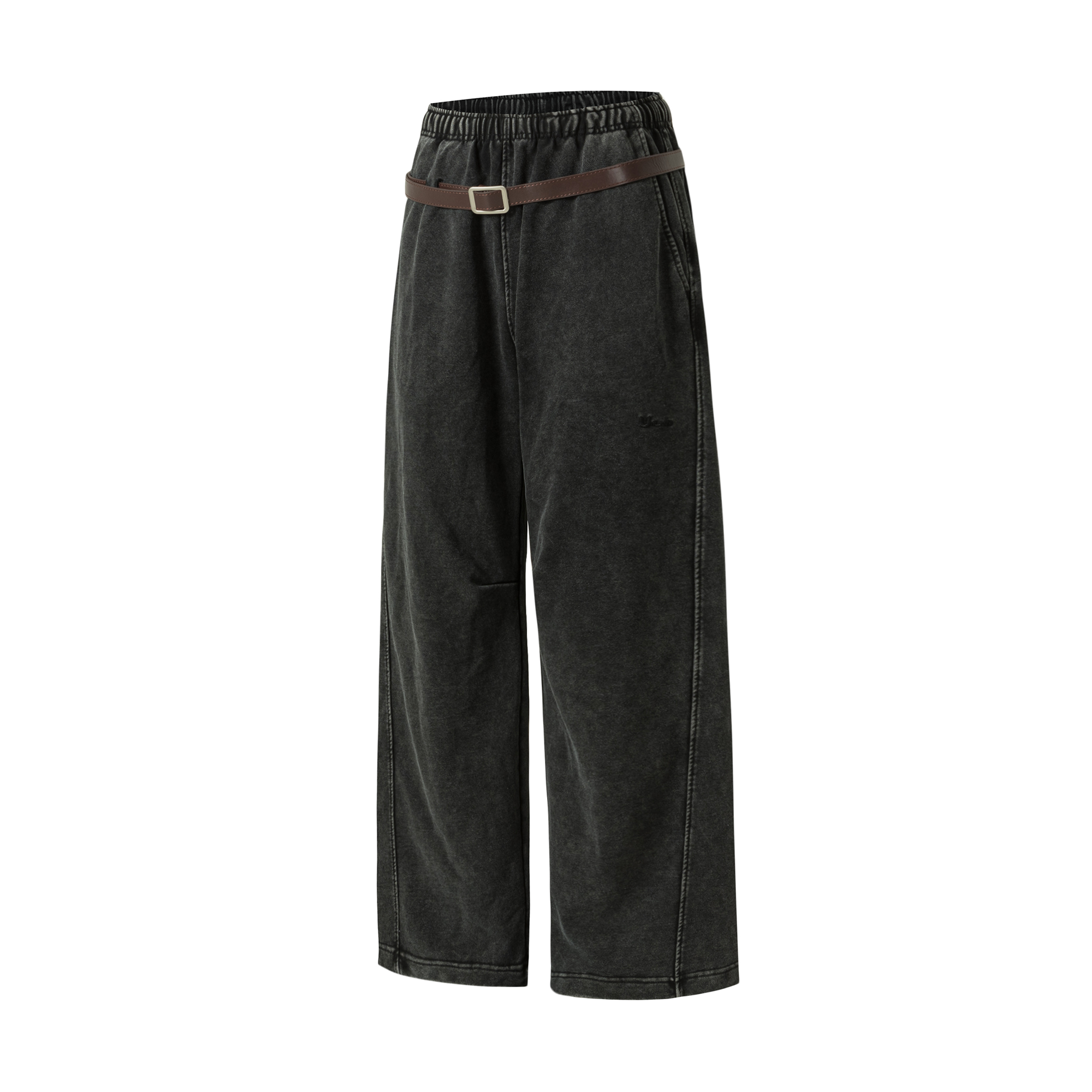 OVDY Retro Belt Curved-Leg Denim Pants-Pants-S-Black-Free Shipping Leatheretro
