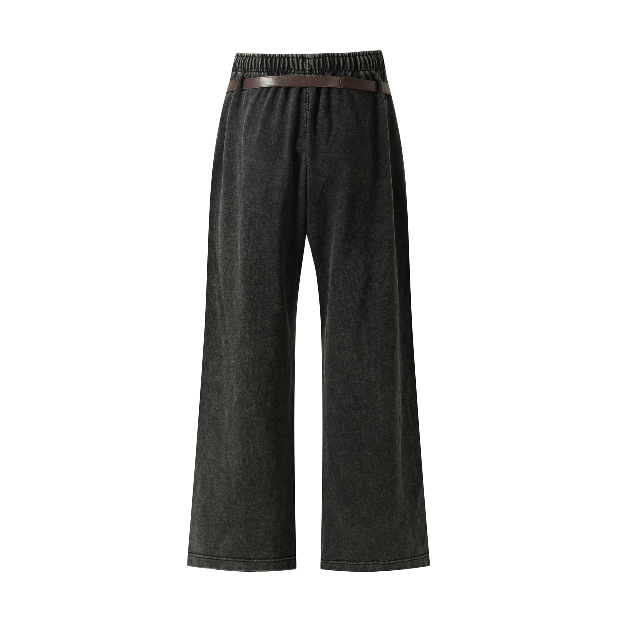 OVDY Retro Belt Curved-Leg Denim Pants-Pants-S-Black-Free Shipping Leatheretro
